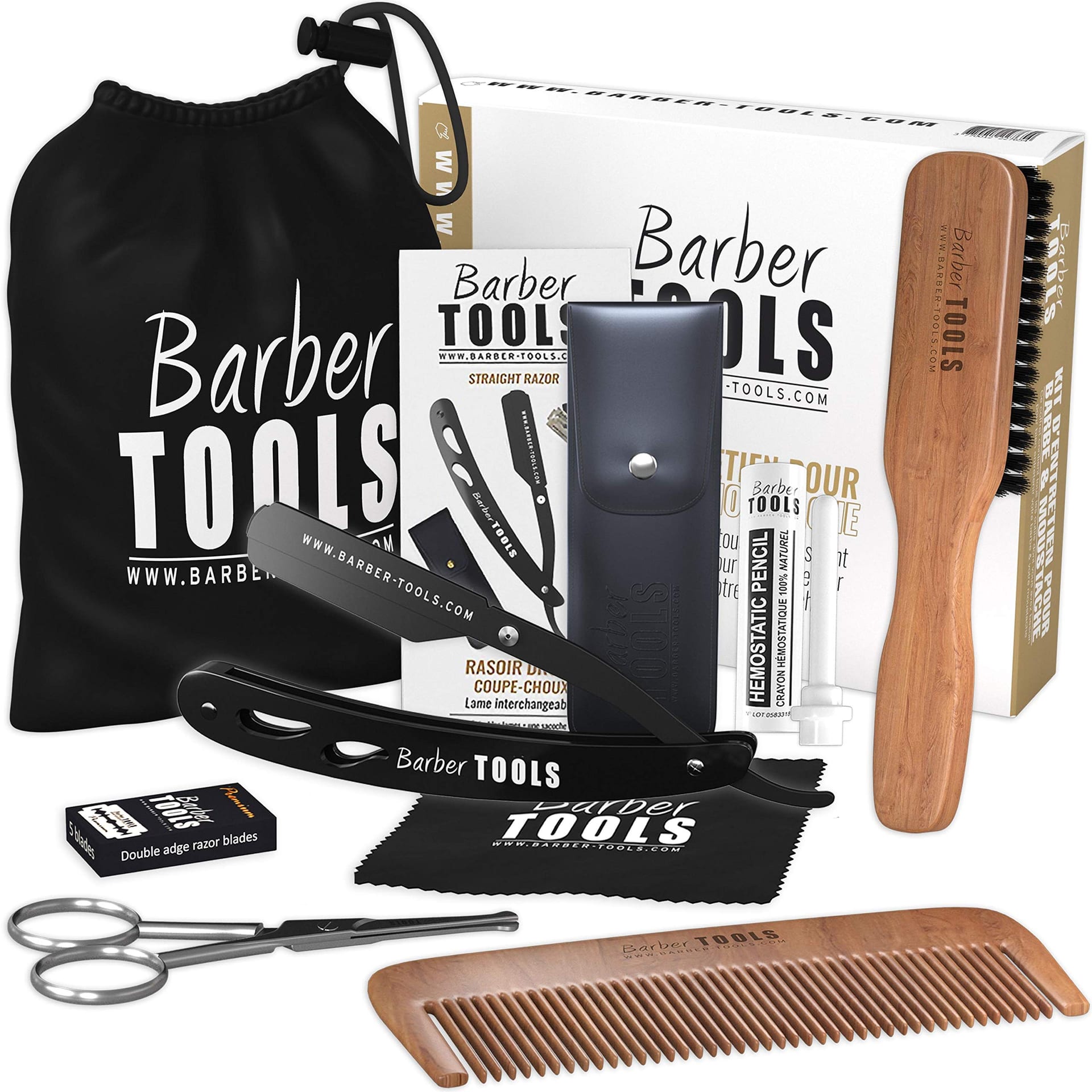 Coffret barbe et rasage pour homme | Rasoir coupe choux, brosse à barbe, peigne à barbe,