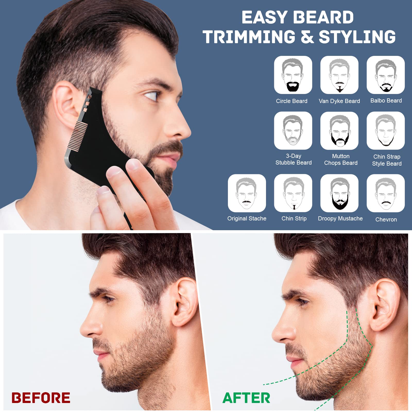 Beesjuy Coffret Barbe Homme 11-en-1 Huile Crème Shampoing Brosse Ciseaux — vue 5
