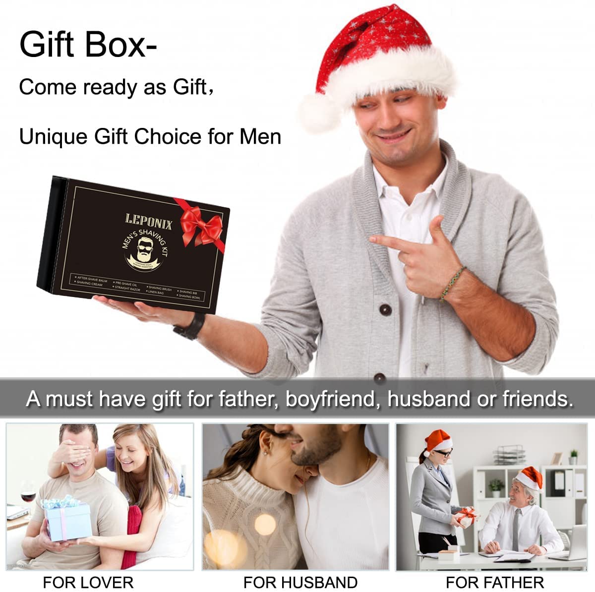 Coffret Rasage Homme avec Rasoir Droit, Pinceau et Bol à Raser — vue 8