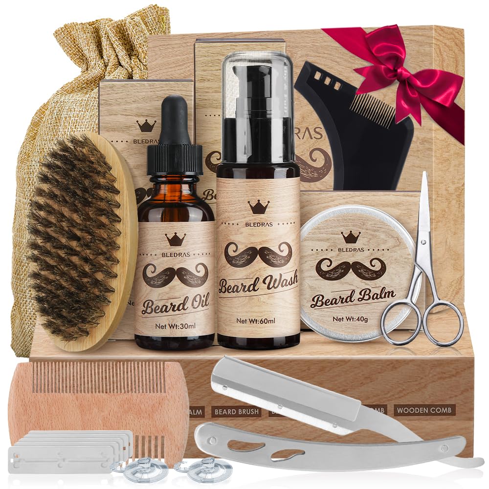 Kit Barbe Homme 10pcs - Bledras Kit de Soin Barbe Homme Complet