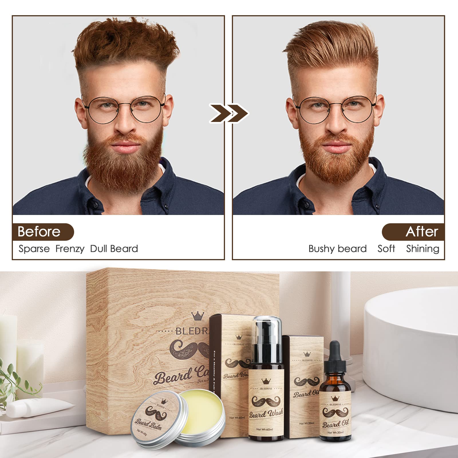 Kit Barbe Homme 9pcs - Bledras Kit de Soin Barbe Homme Complet — vue 4