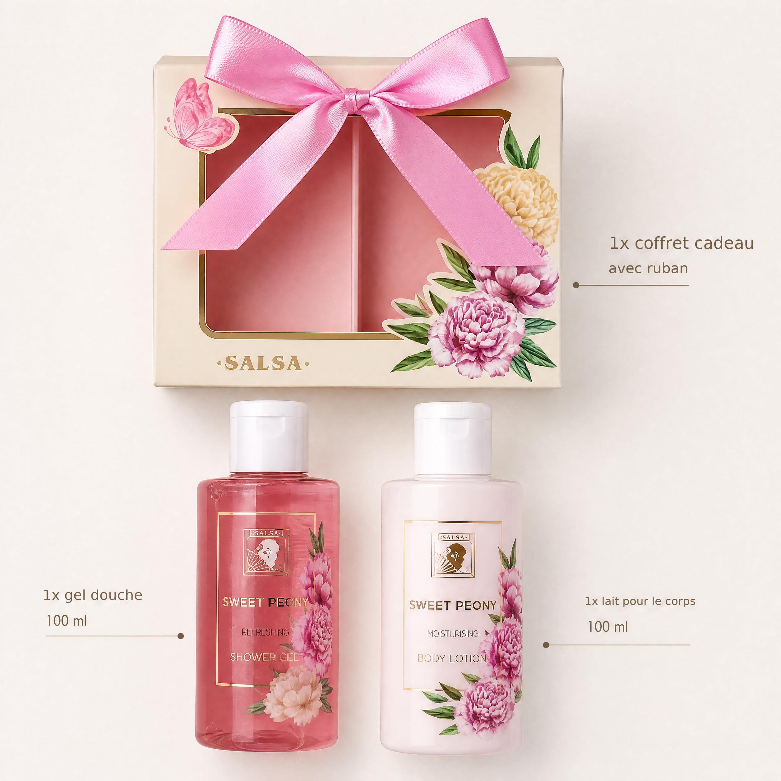 Accentra coffret cadeau SWEET PEONY, gel douche et lait pour le corps — vue 3