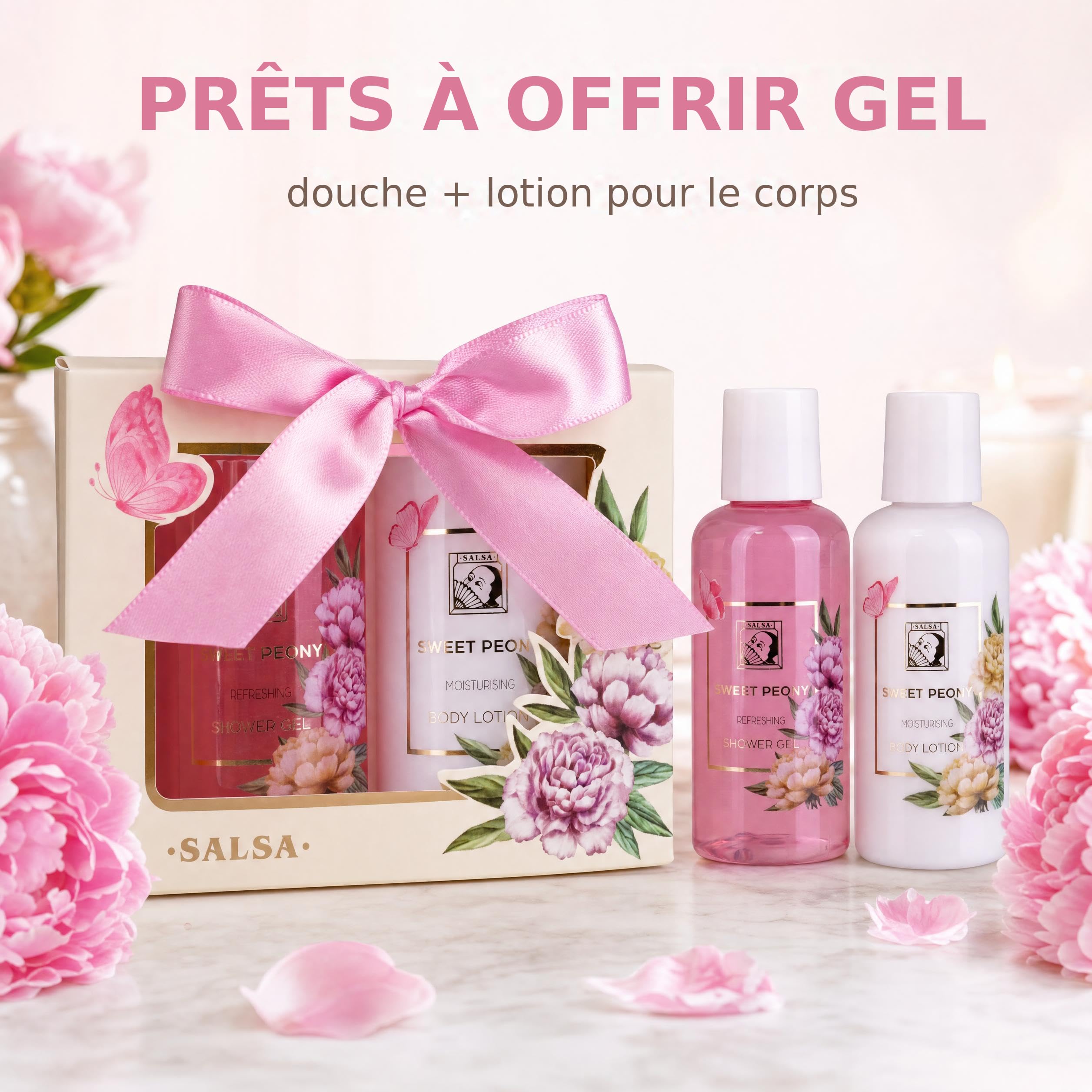 Accentra coffret cadeau SWEET PEONY, gel douche et lait pour le corps — vue 2