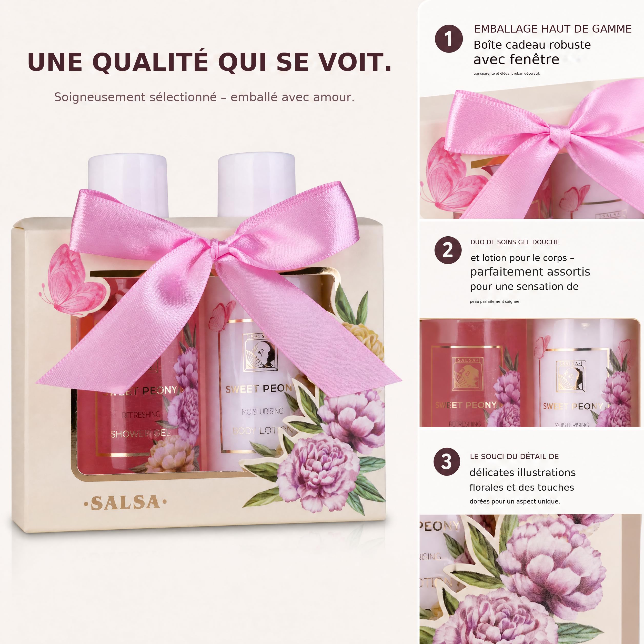 Accentra coffret cadeau SWEET PEONY, gel douche et lait pour le corps — vue 6