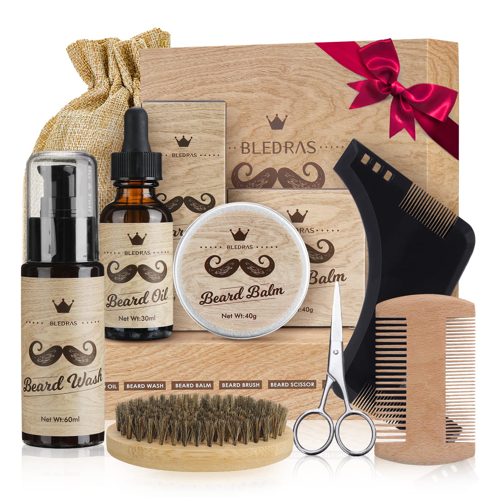 Kit Barbe Homme 9pcs - Bledras Kit de Soin Barbe Homme Complet