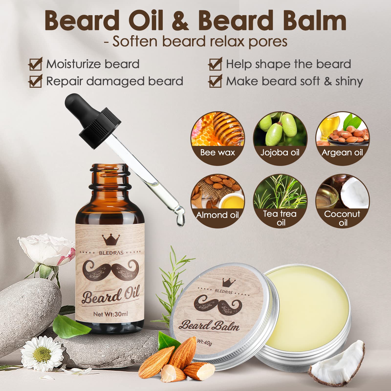 Kit Barbe Homme 9pcs - Bledras Kit de Soin Barbe Homme Complet — vue 2