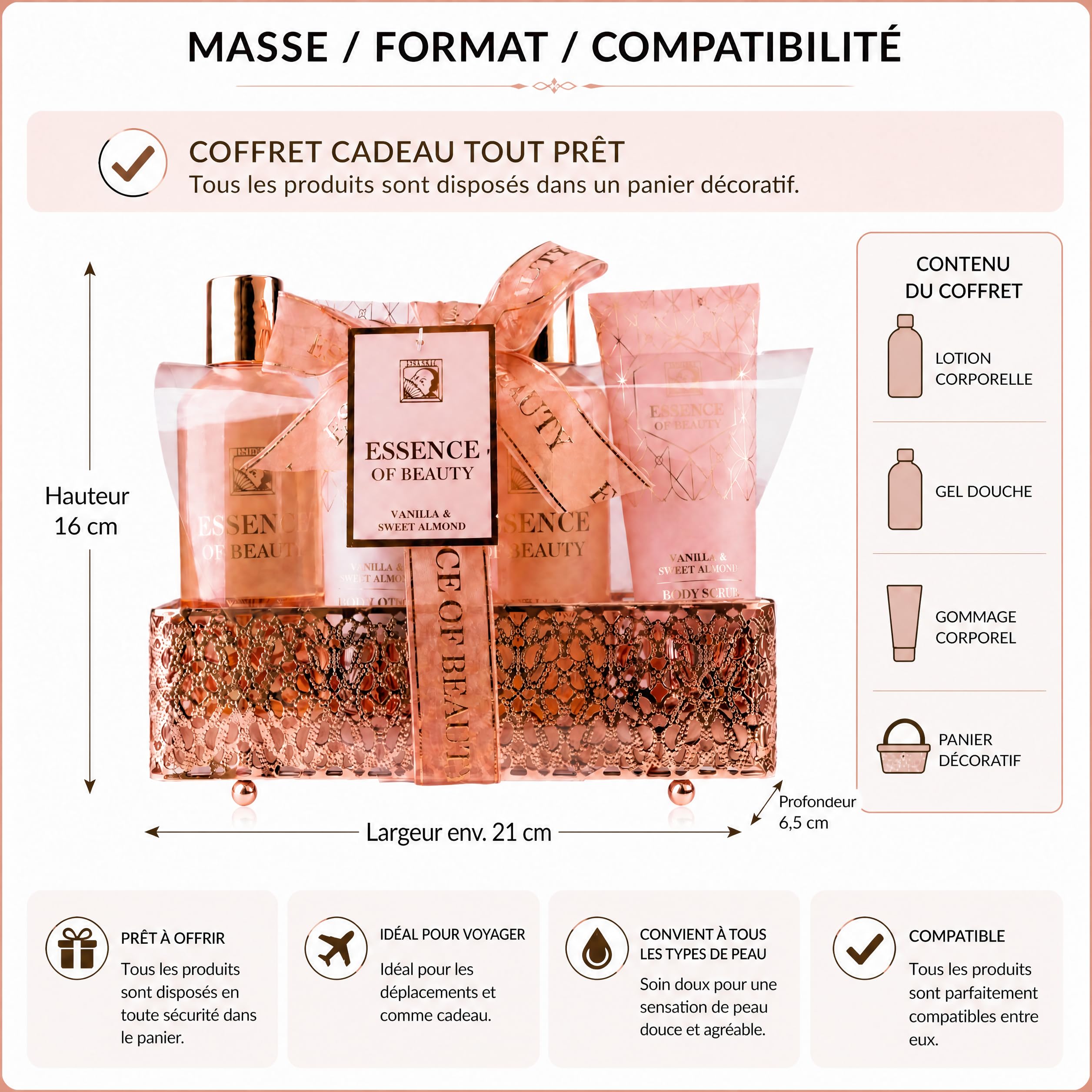 Accentra Coffret de bain ESSENCE OF BEAUTY rosé vanille amande douce — vue 4