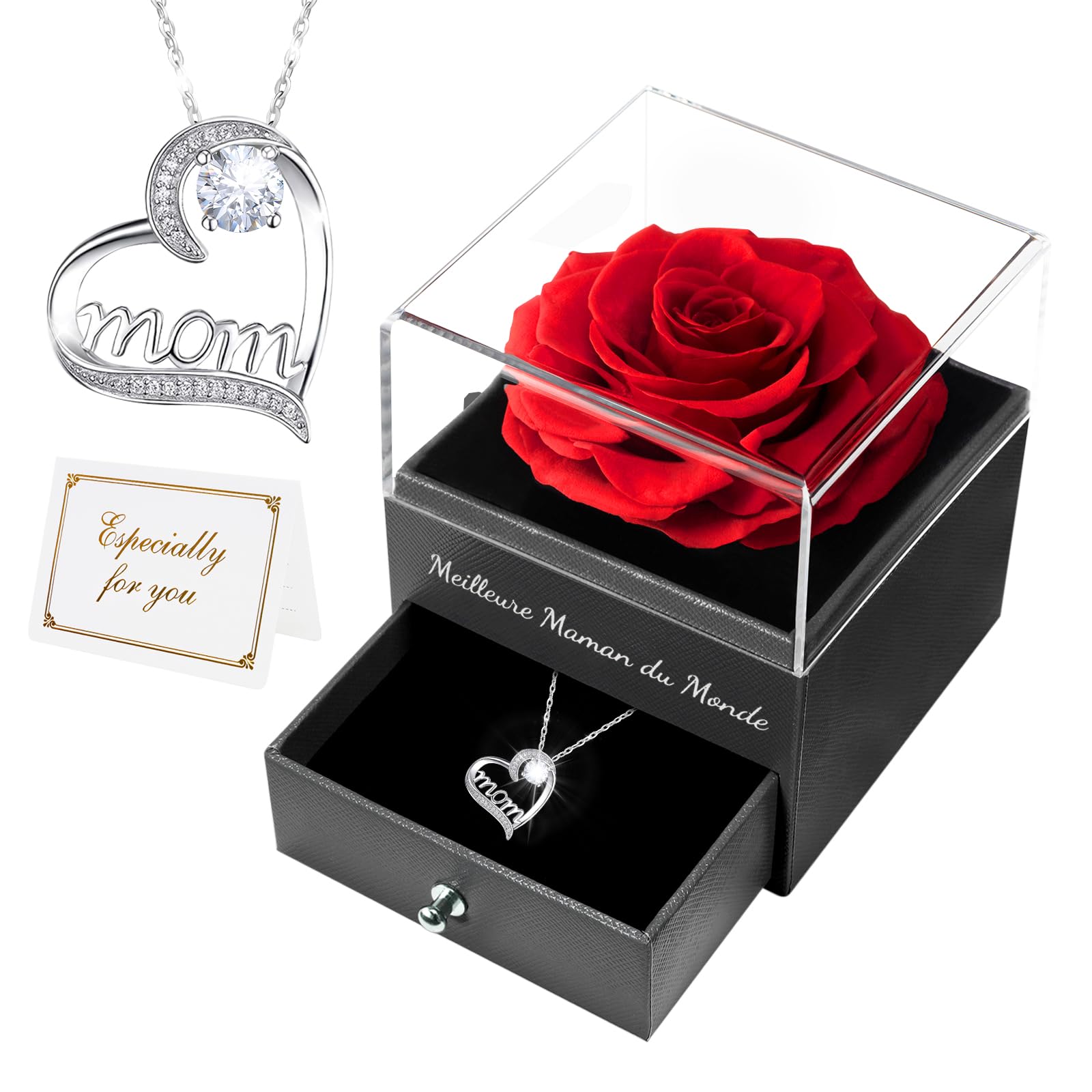 Miofula Rose Eternelle Cadeau Maman, Fleur Eternelle avec Bijoux Femme Argent 925,