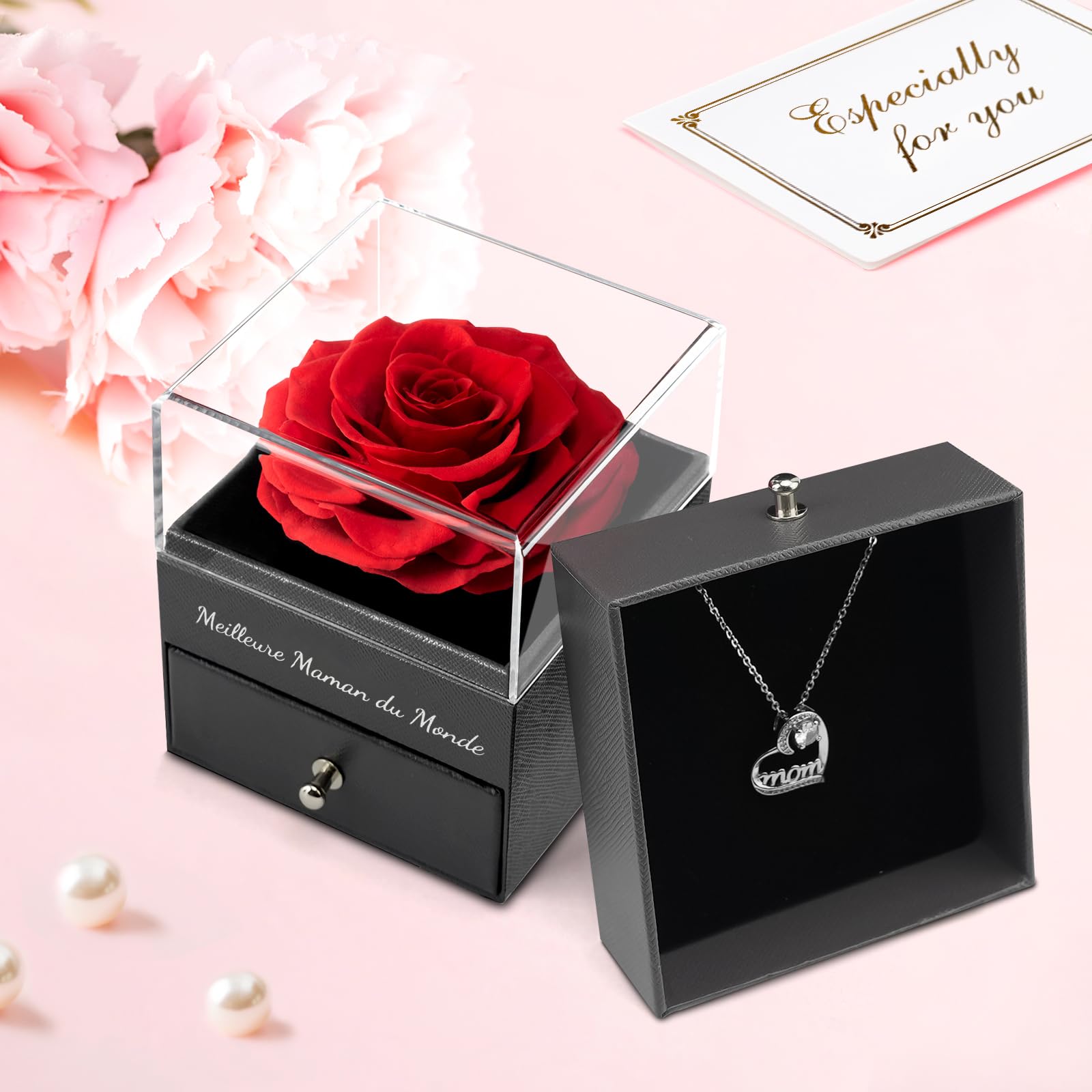 Miofula Rose Eternelle Cadeau Maman, Fleur Eternelle avec Bijoux Femme Argent 925, — vue 7