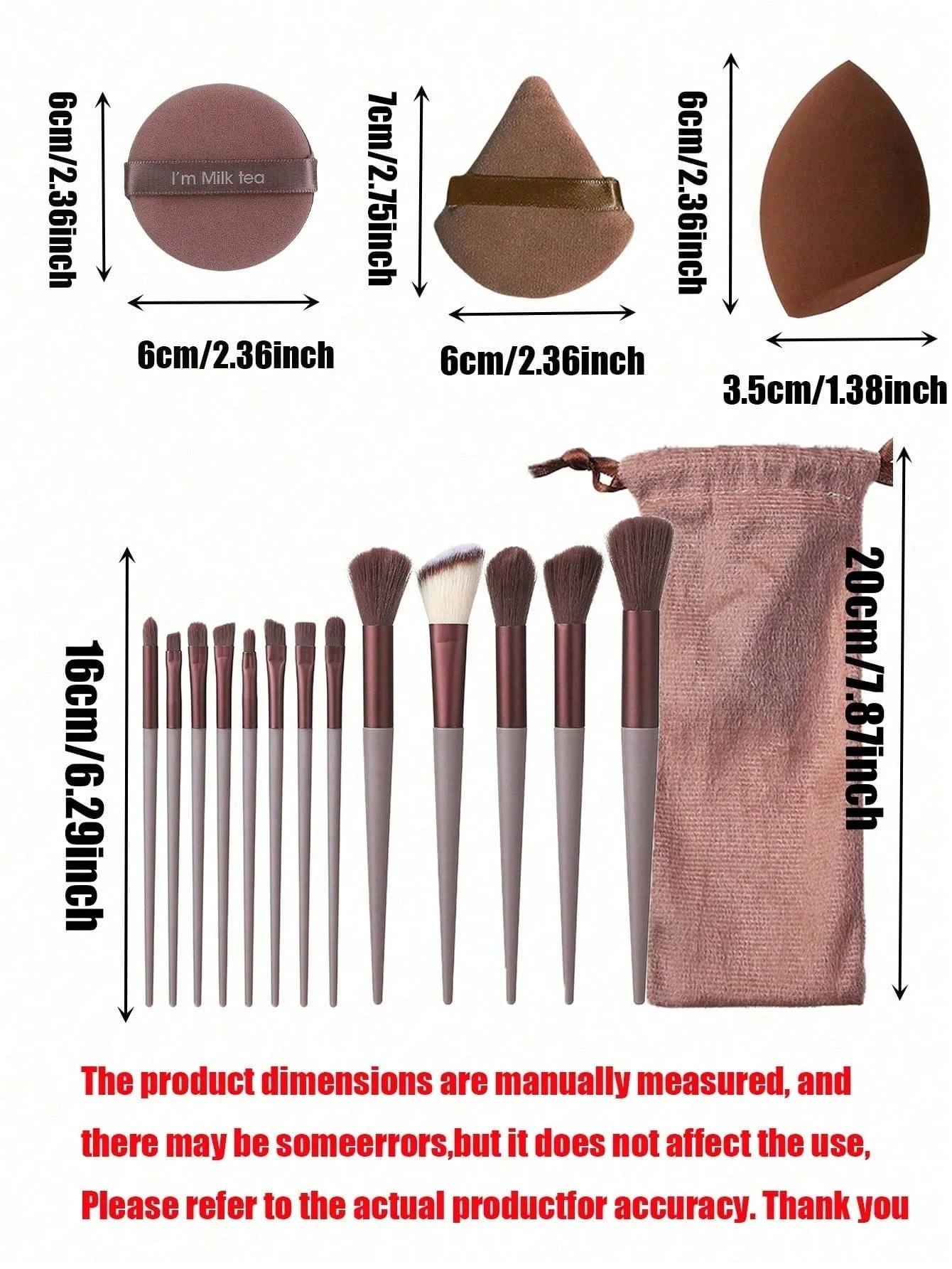 Ensemble de 16 pièces de pinceaux de maquillage comprenant 13 pinceaux de maquillage, 1 — vue 3