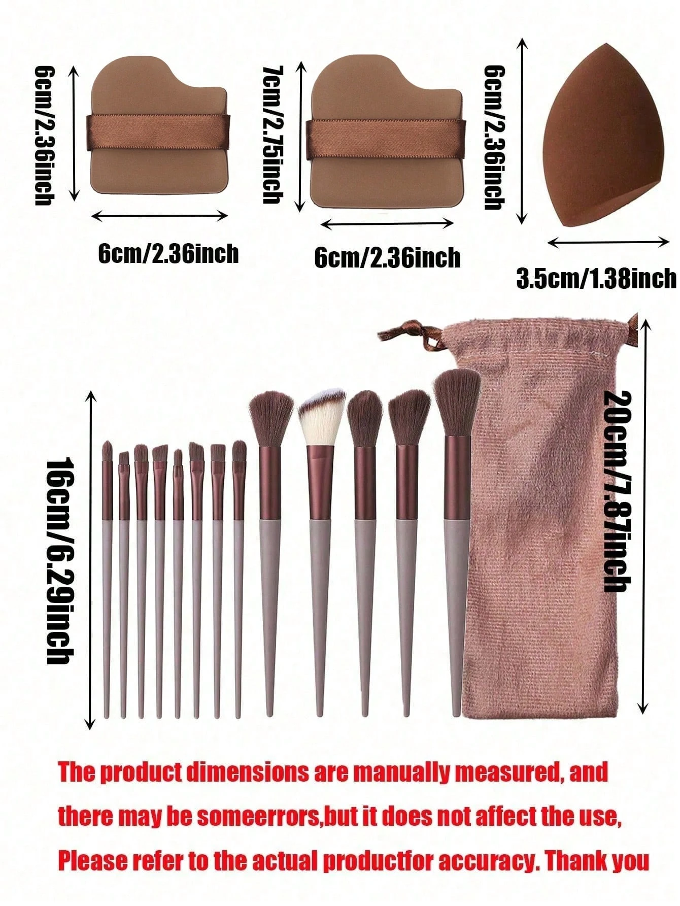 Ensemble de 16 pièces de pinceaux de maquillage comprenant 13 pinceaux de maquillage, 1 — vue 11
