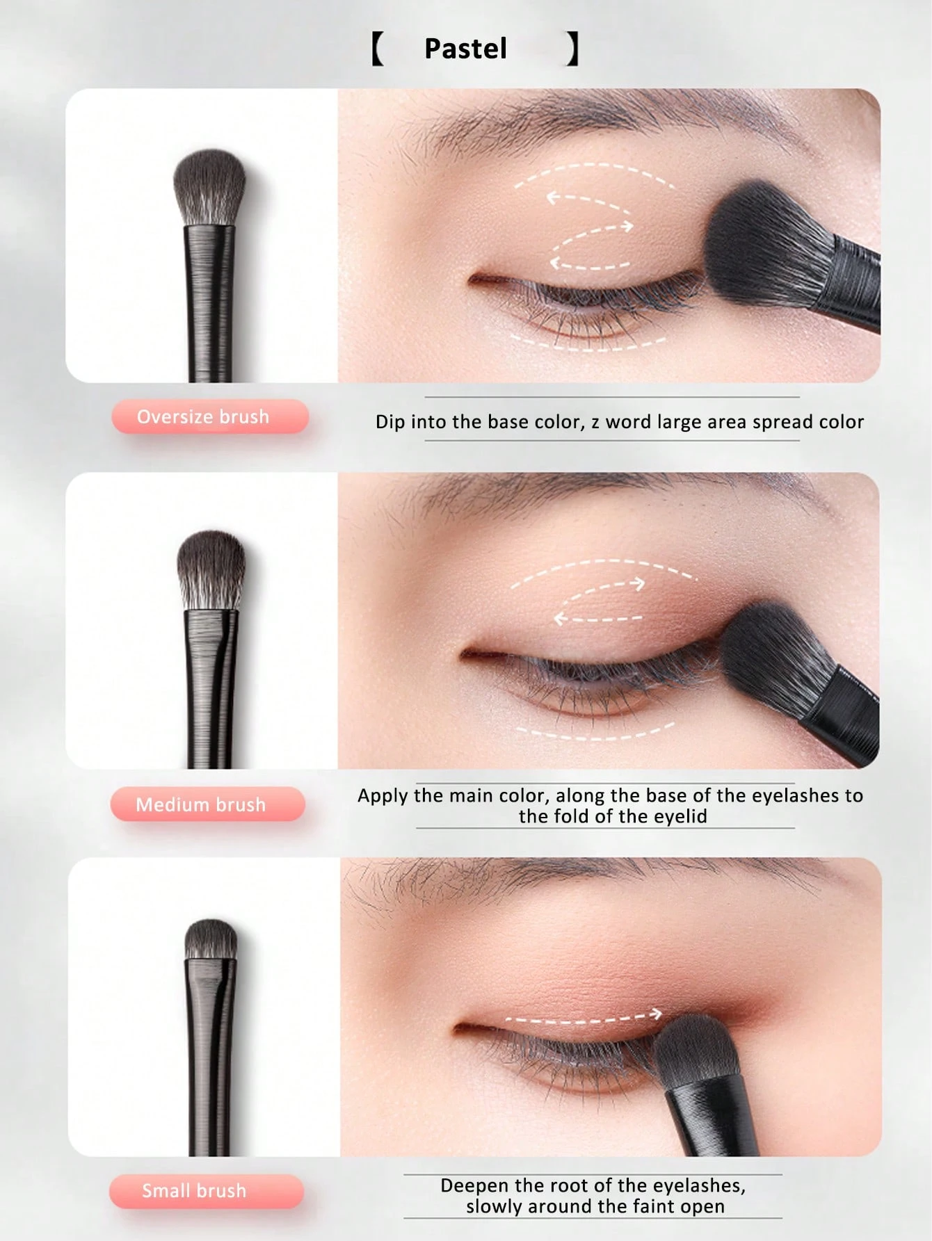 /set Ensemble de pinceaux de maquillage à poils doux, comprenant des pinceaux pour ombre — vue 3