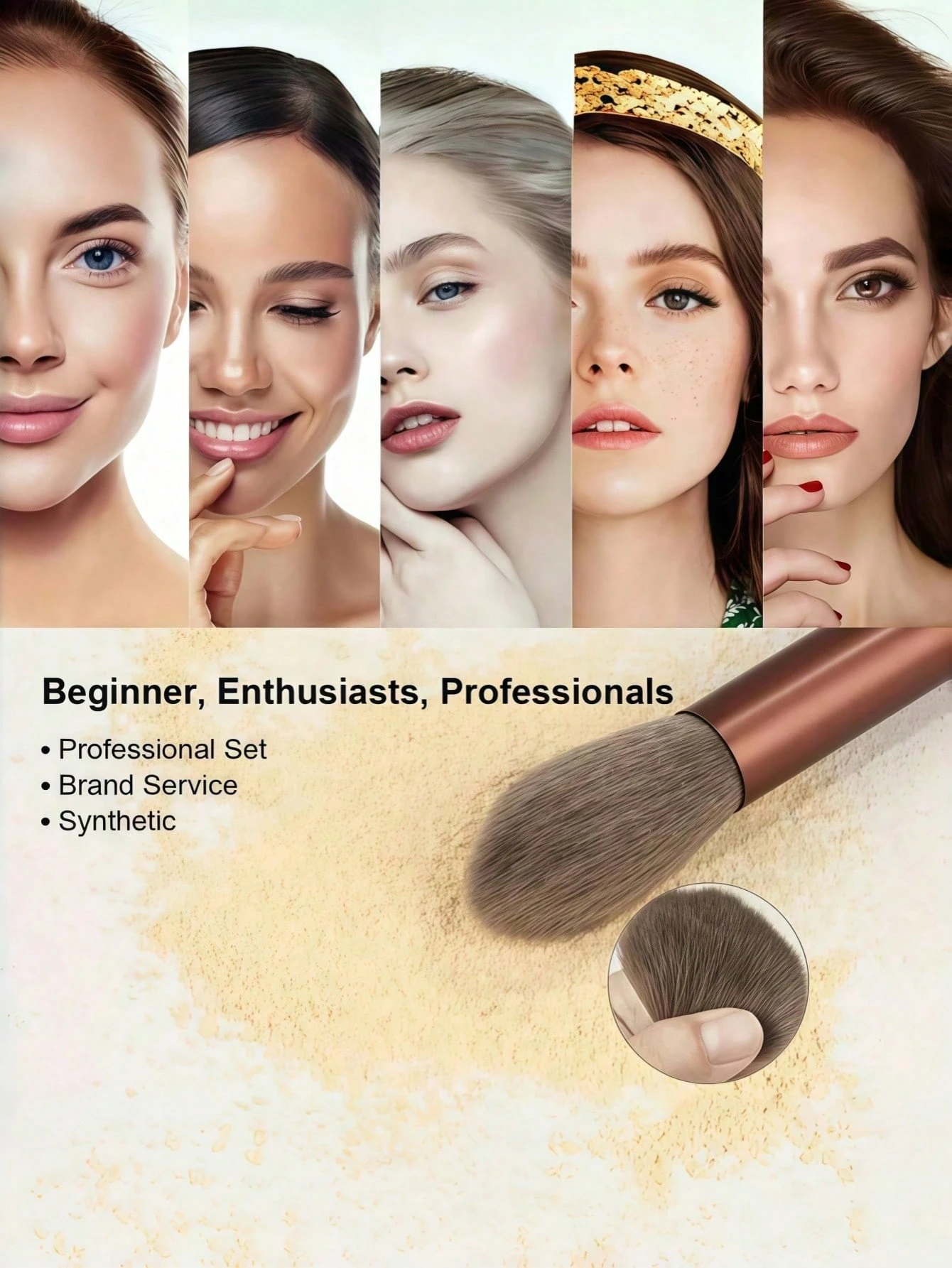 FSJF FIX 13 pièces Ensemble de pinceaux de maquillage, doux et moelleux, pinceau de fond — vue 3