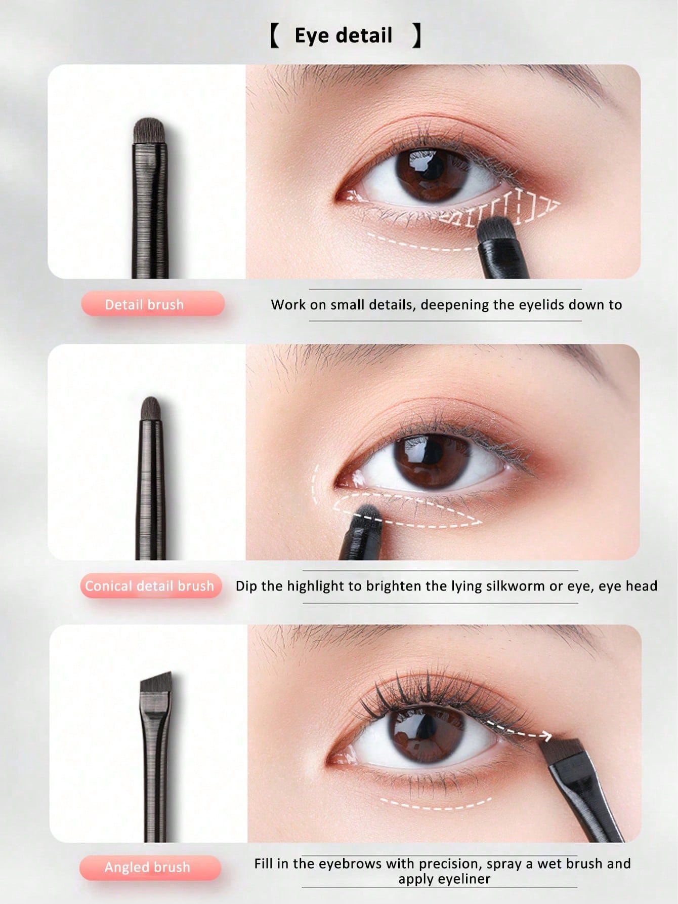/set Ensemble de pinceaux de maquillage à poils doux, comprenant des pinceaux pour ombre — vue 4