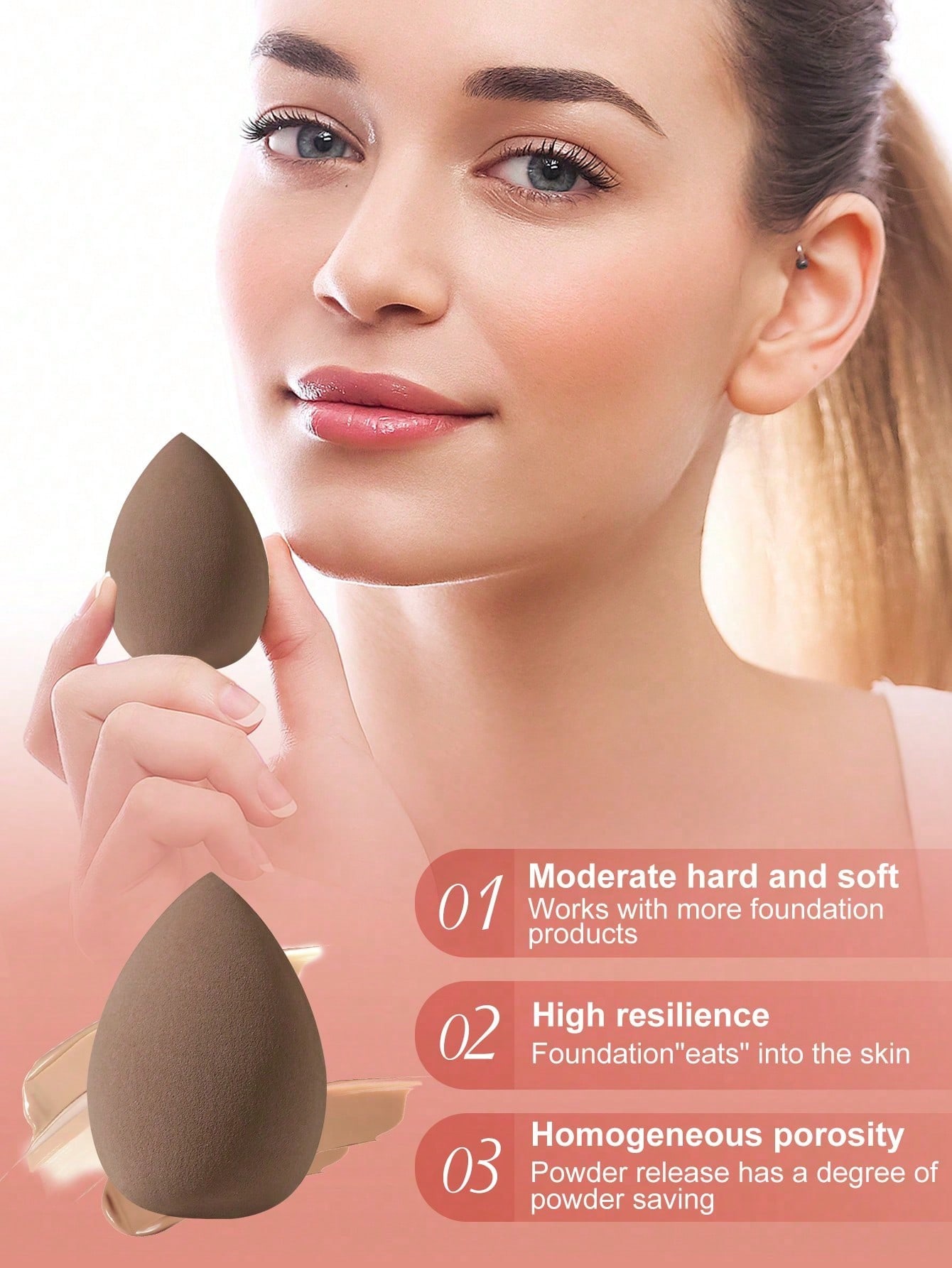 Pinceaux de maquillage, pinceau à ombre à paupières, pinceau à sourcils, pinceau à fond — vue 6