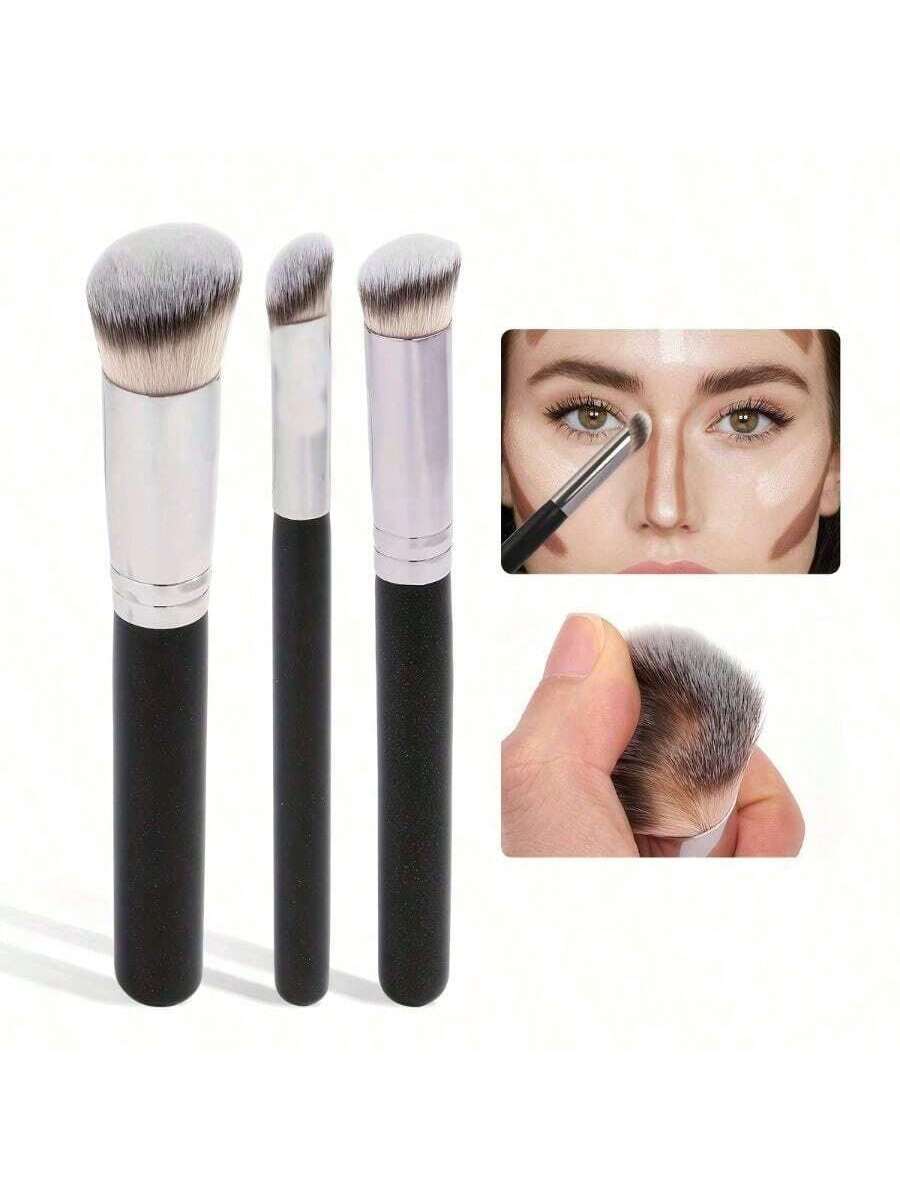 3/5 pièces Ensemble de pinceaux de maquillage, comprenant un pinceau de fond de teint, un