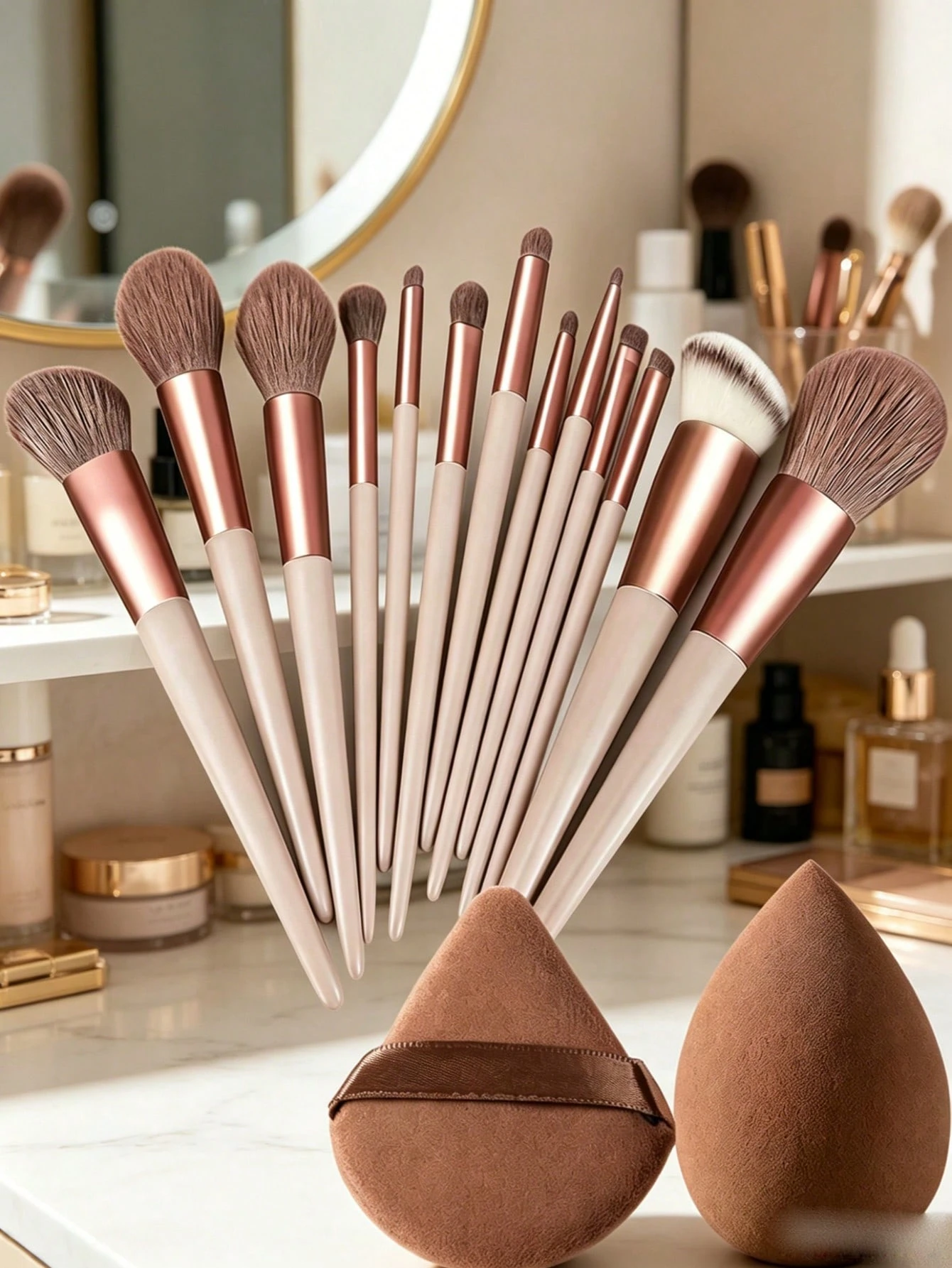 Ensemble de 15 pinceaux de maquillage, ensemble complet de pinceaux de maquillage à poils