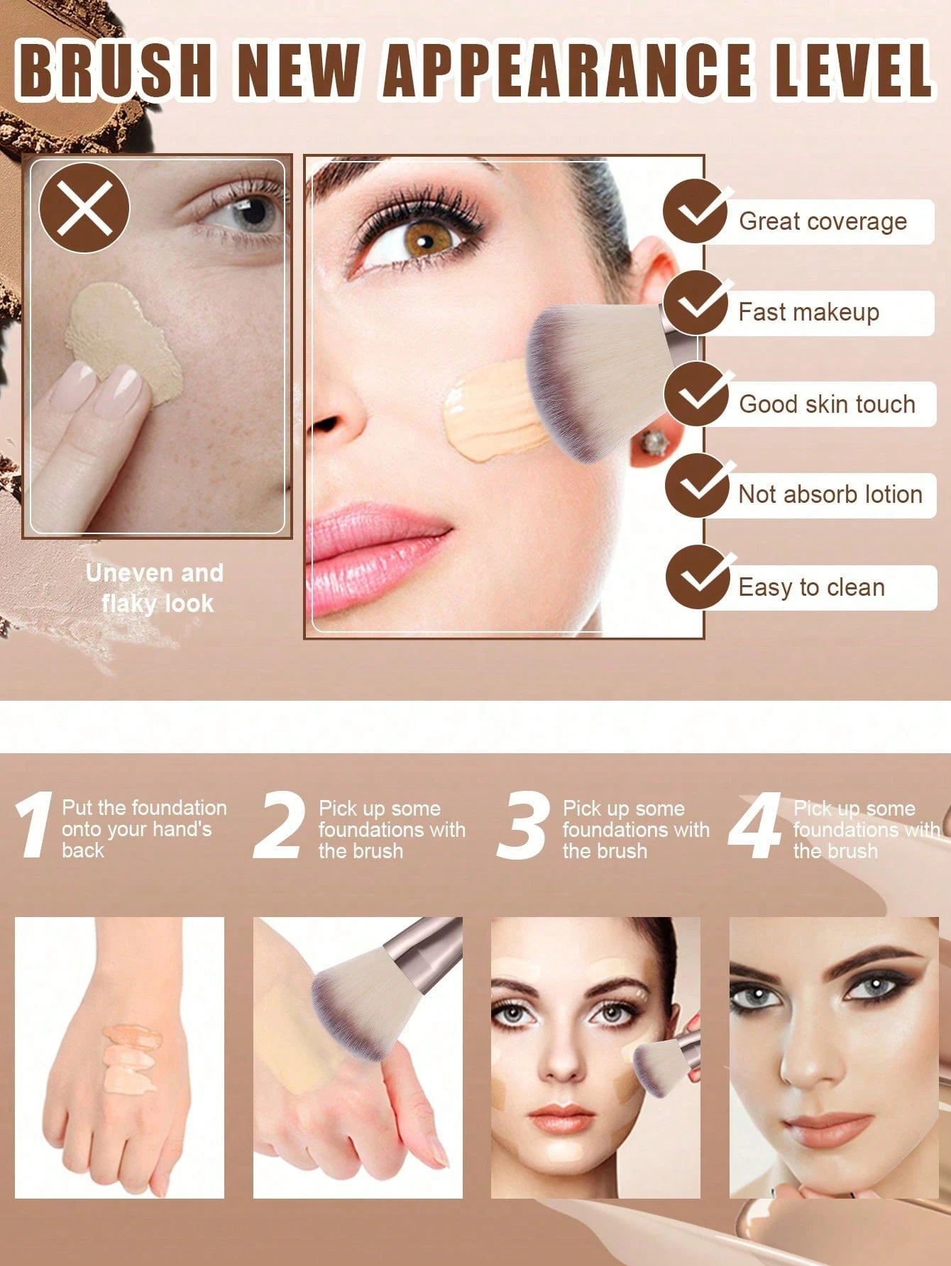 Pinceaux de maquillage, pinceau à ombre à paupières, pinceau à sourcils, pinceau à fond — vue 7