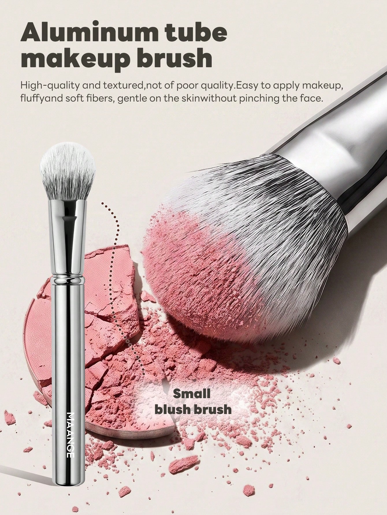 MAANGE 1 pièce Pinceau de maquillage professionnel en tube d'aluminium, pinceau de fond — vue 2