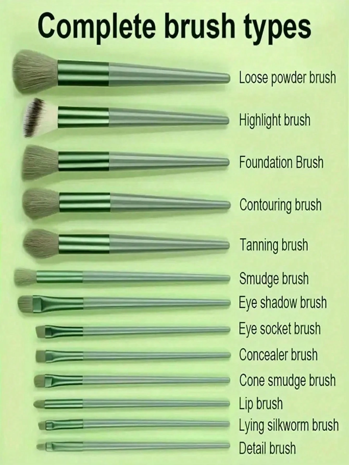 Ensemble de 14 pinceaux de maquillage, comprenant 13 pinceaux de maquillage individuels, — vue 6