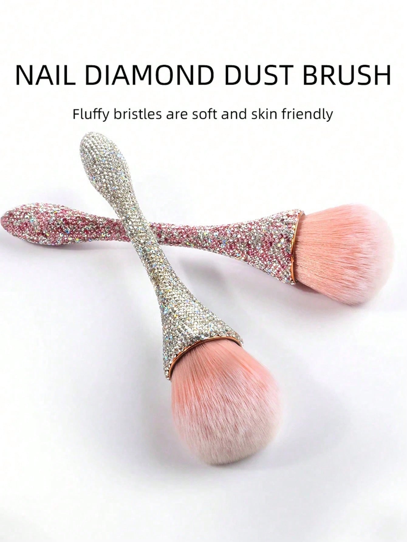Ensemble de pinceaux de maquillage luxueux et orné de strass, comprenant 1 pièce grand — vue 6