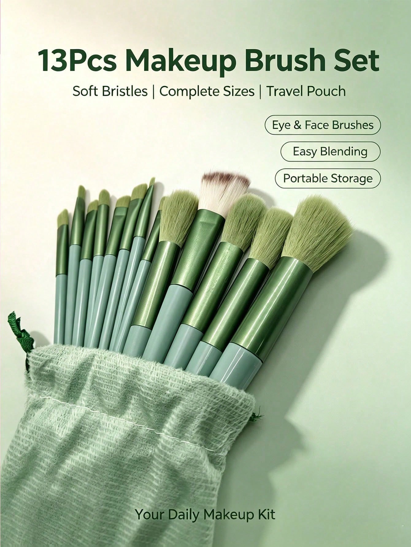 Ensemble de 14 pinceaux de maquillage, comprenant 13 pinceaux de maquillage individuels, — vue 9