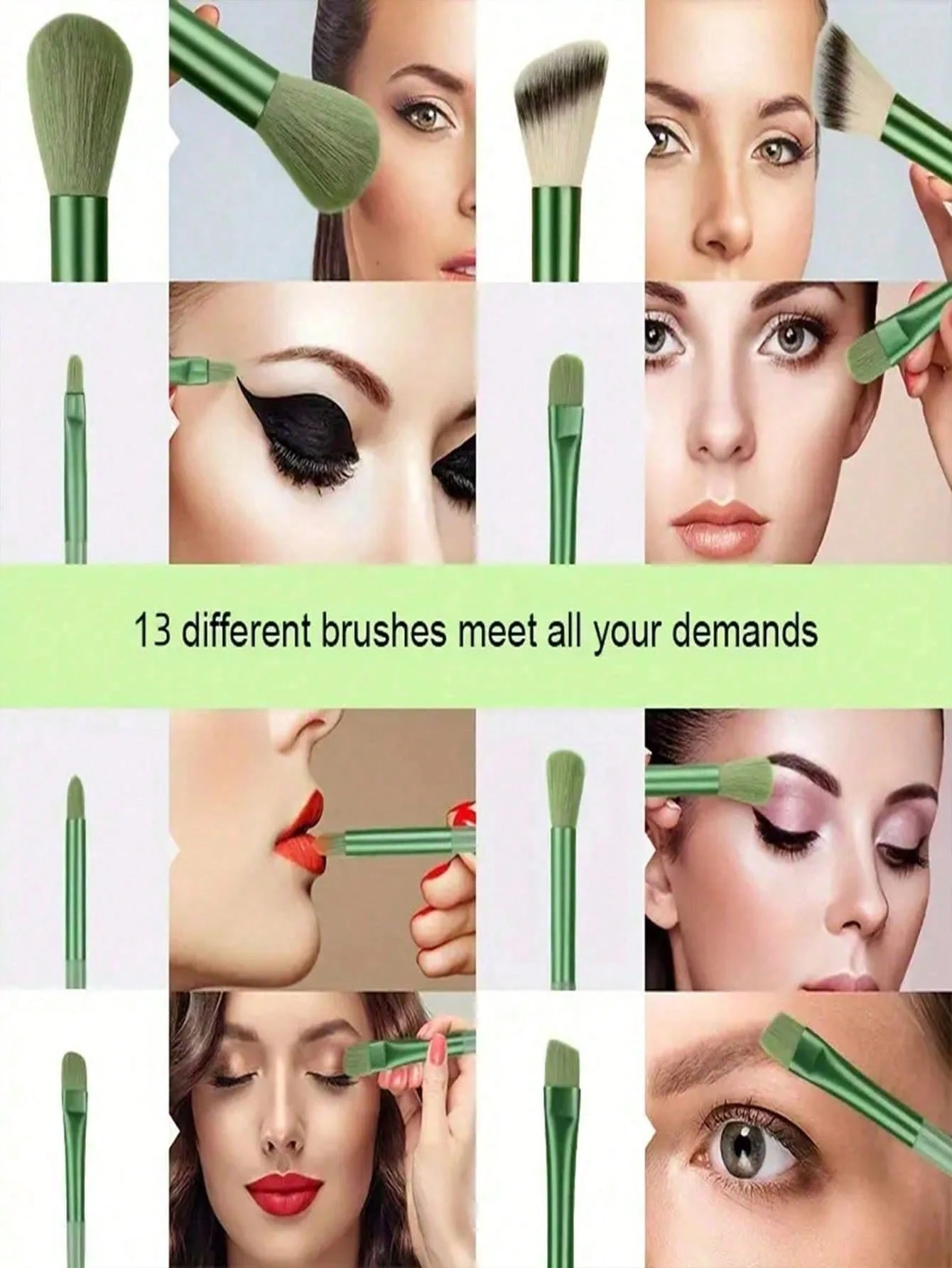 Ensemble de 14 pinceaux de maquillage, comprenant 13 pinceaux de maquillage individuels, — vue 8