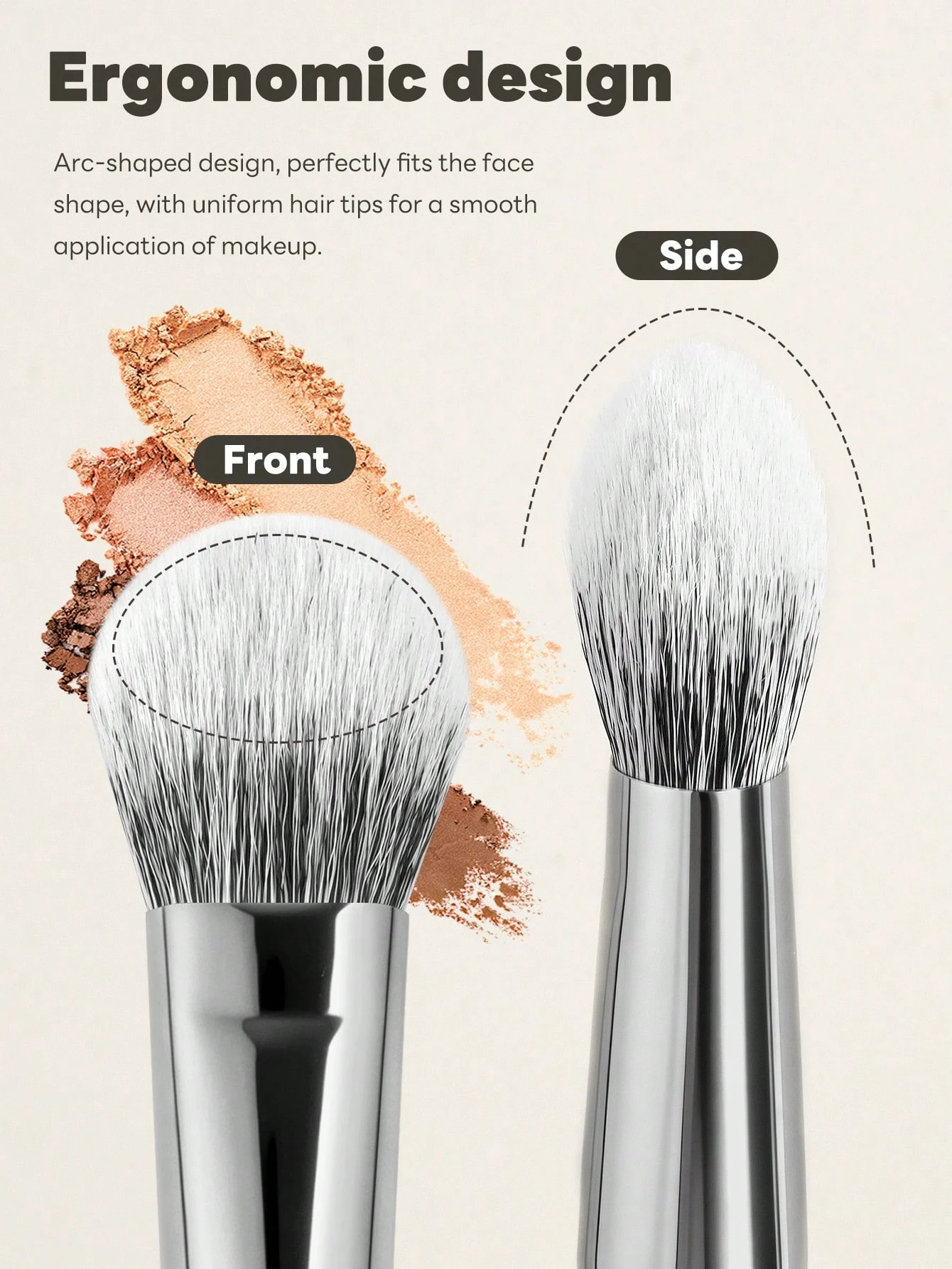 MAANGE 1 pièce Pinceau de maquillage professionnel en tube d'aluminium, pinceau de fond — vue 7