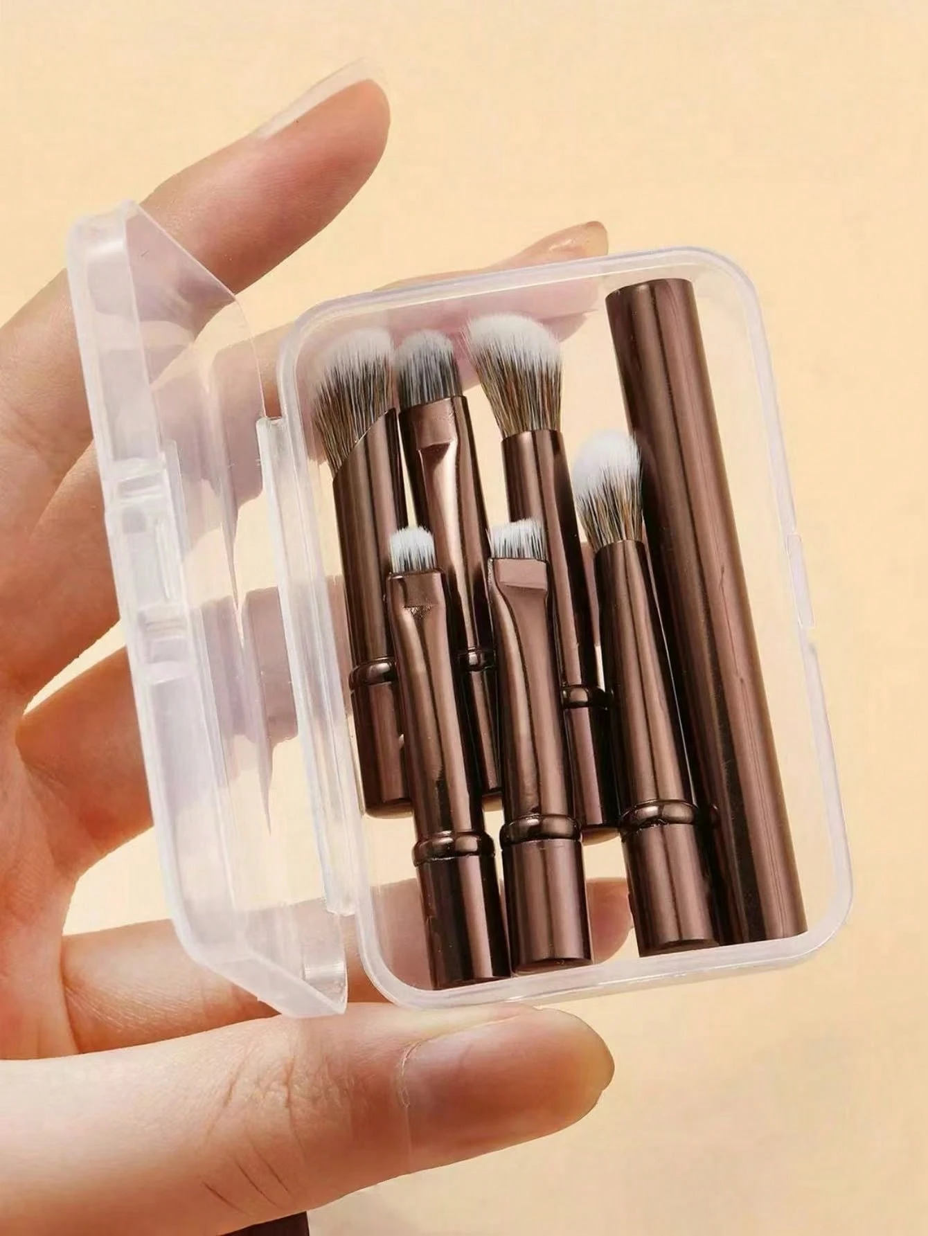 Ensemble de pinceaux de maquillage portable, têtes de pinceaux détachables, mini pinceaux de — vue 10