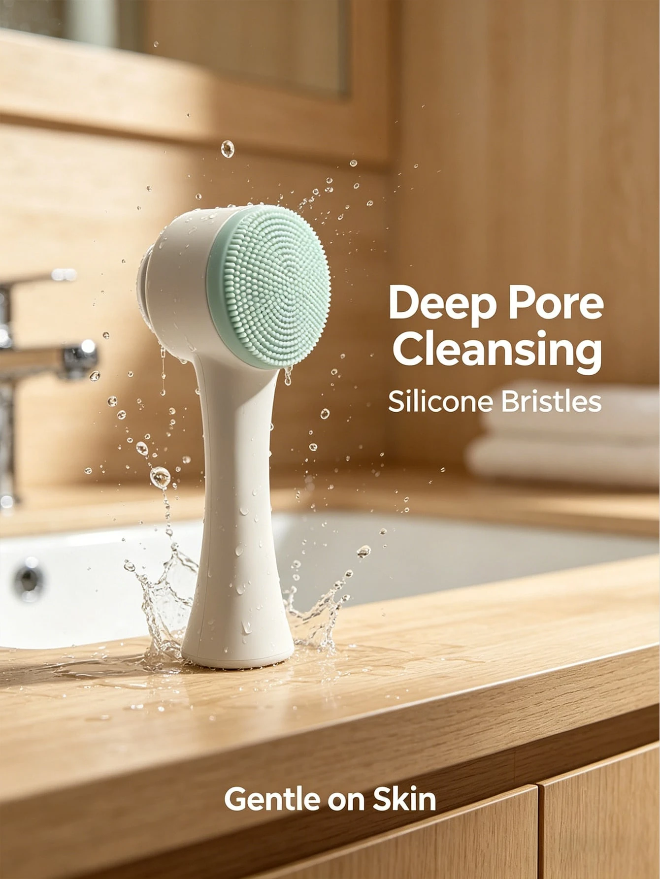 Brosse de nettoyage facial en silicone 2-en-1, brosse exfoliante pour le visage à poils — vue 5