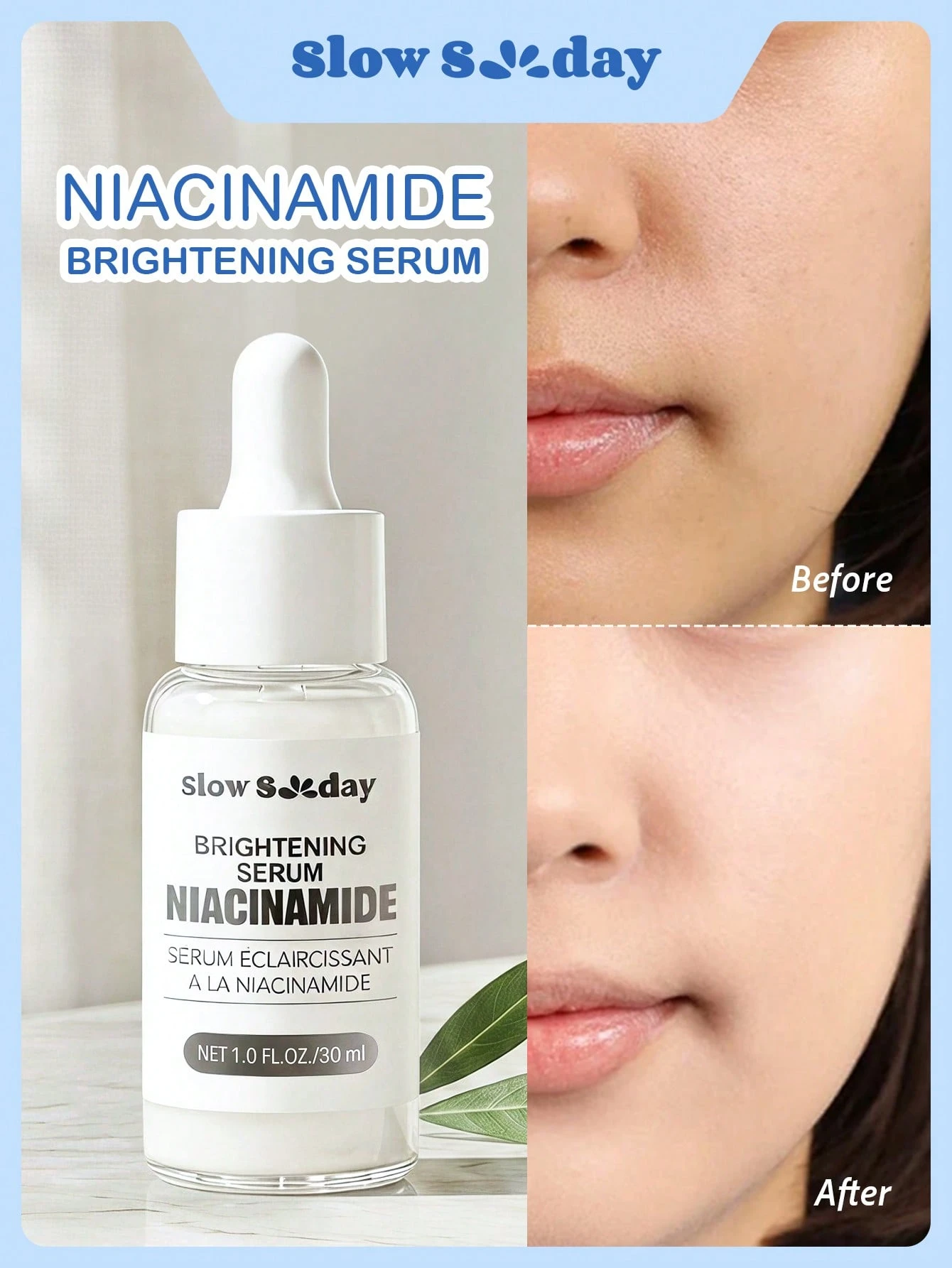 Sérum éclaircissant à la niacinamide SlowSunday, sérum resserre-pores, essence hydratante