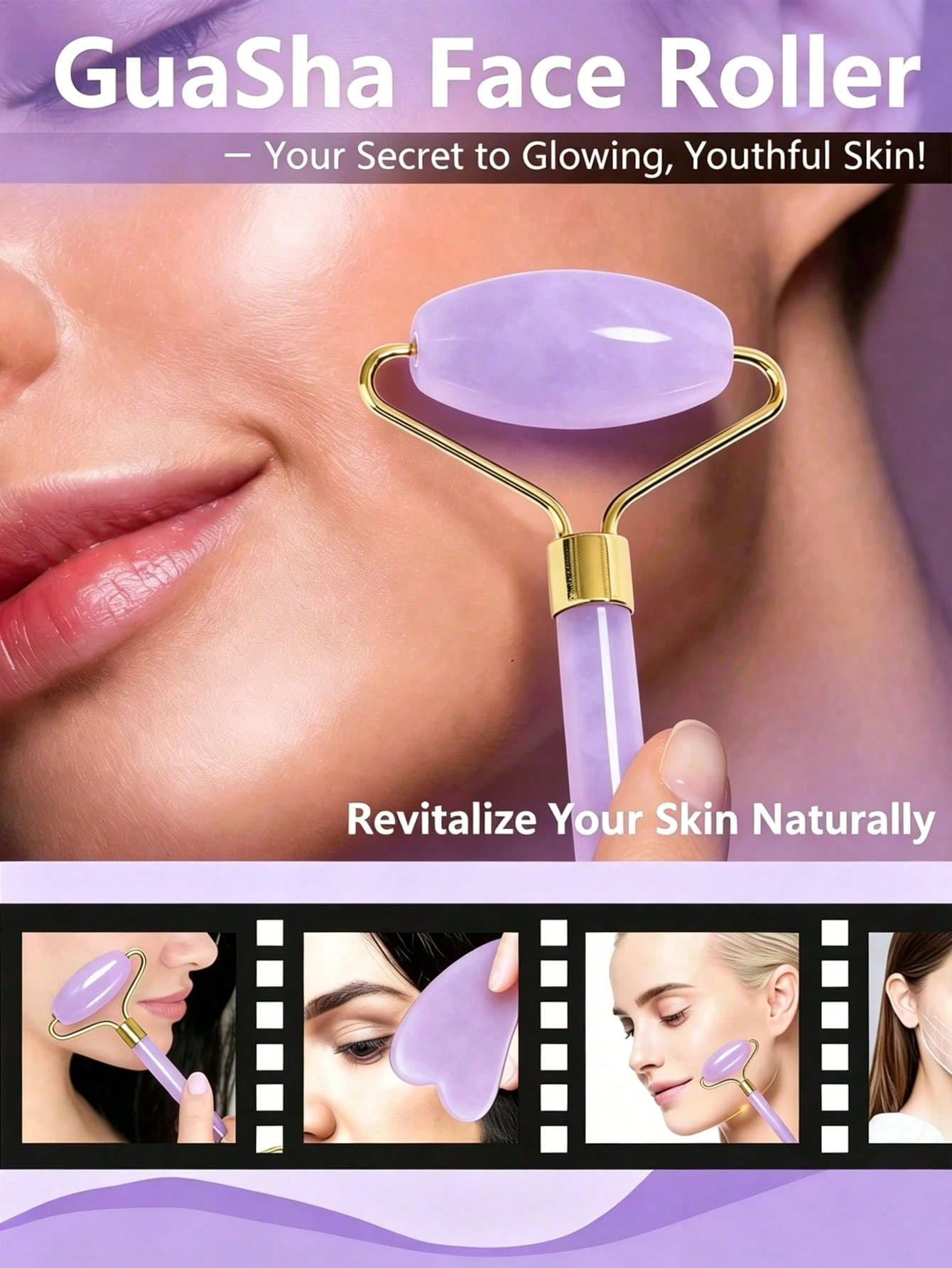 Ensemble de 2 pièces d'outils de massage et de grattage facial: comprenant 1 rouleau de — vue 3