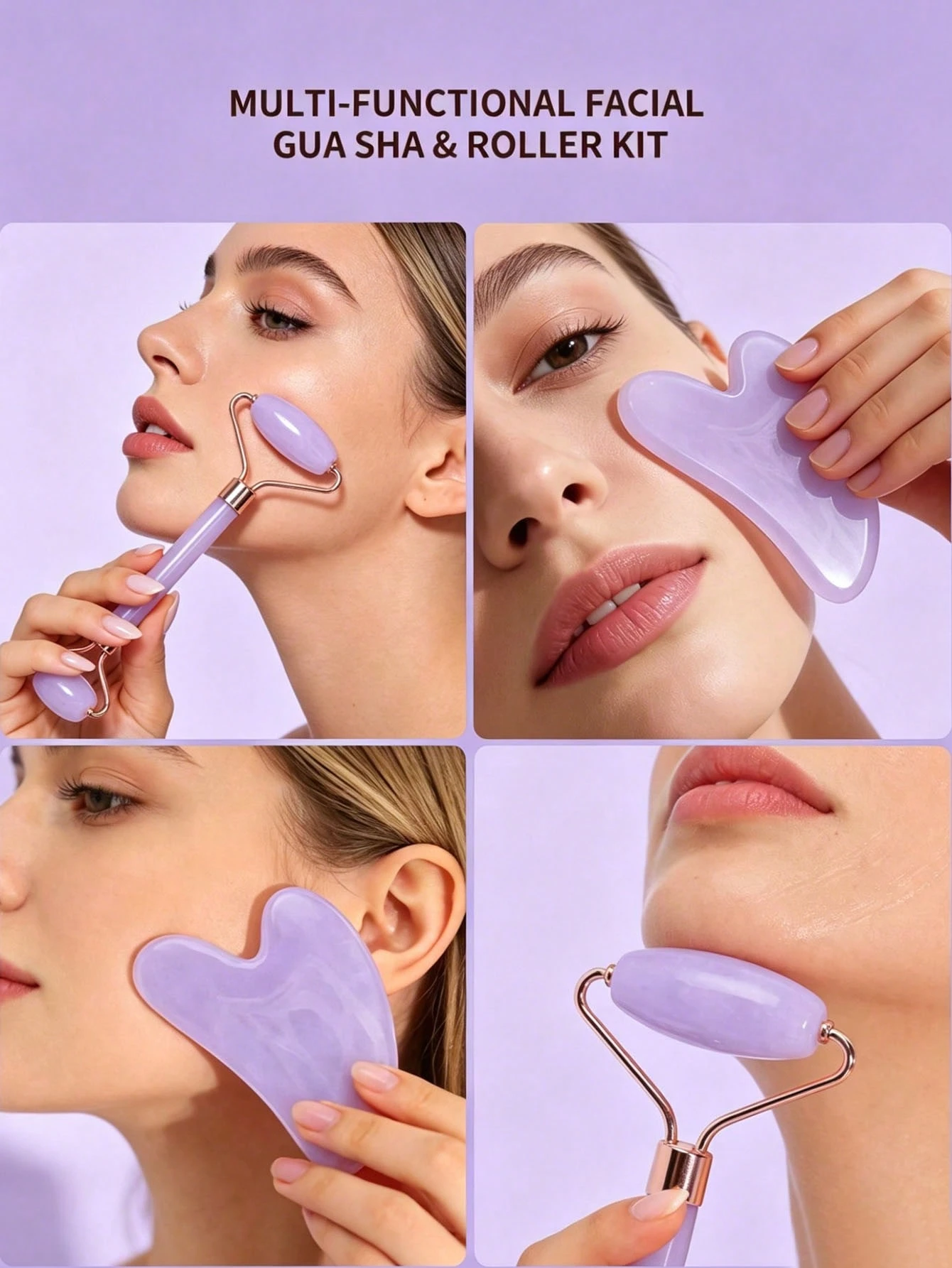 Ensemble de 2 pièces d'outils de massage et de grattage facial: comprenant 1 rouleau de — vue 6