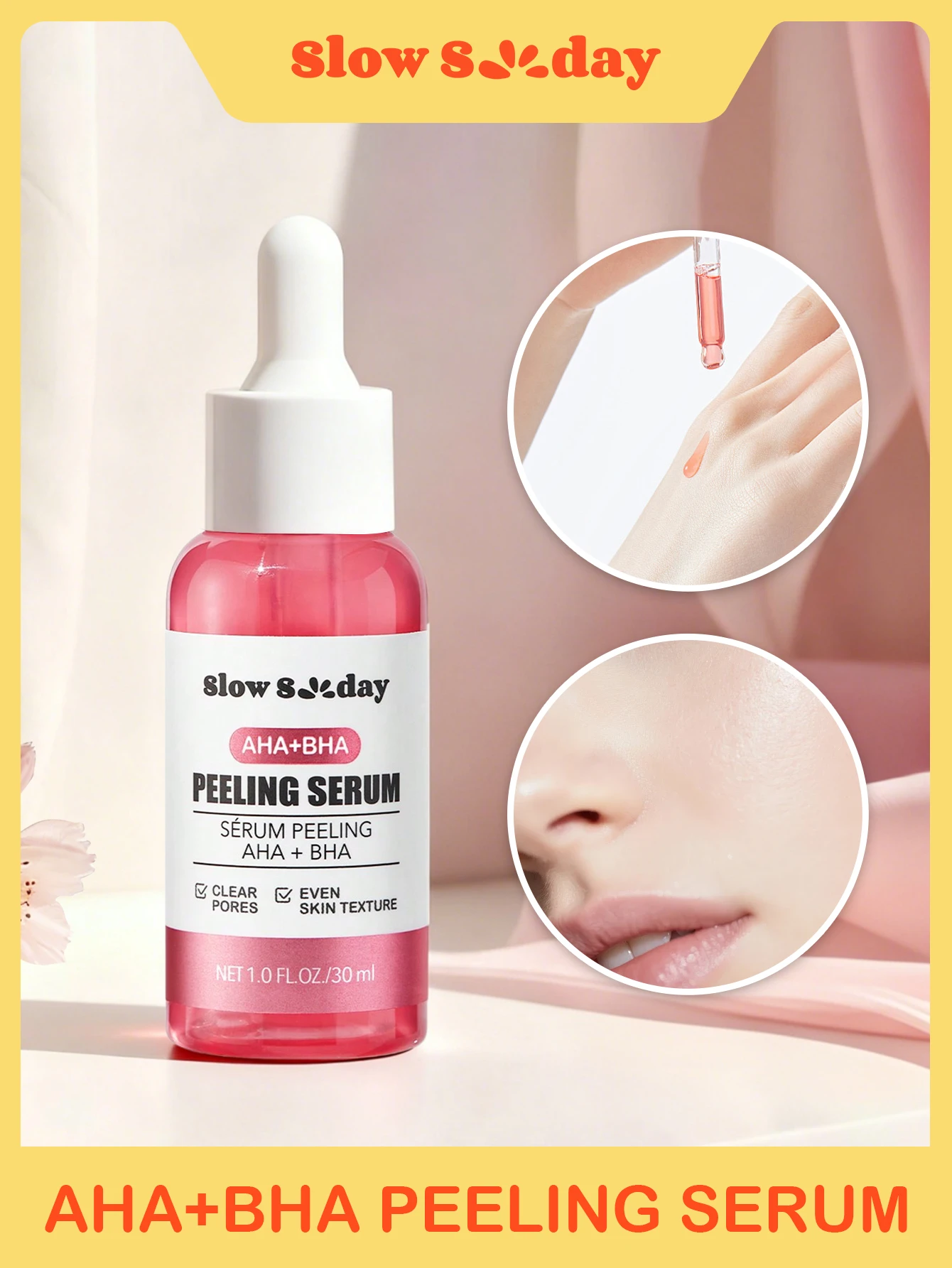 Sérum de peeling AHA + BHA SlowSunday, avec acide lactobionique & acide salicylique,