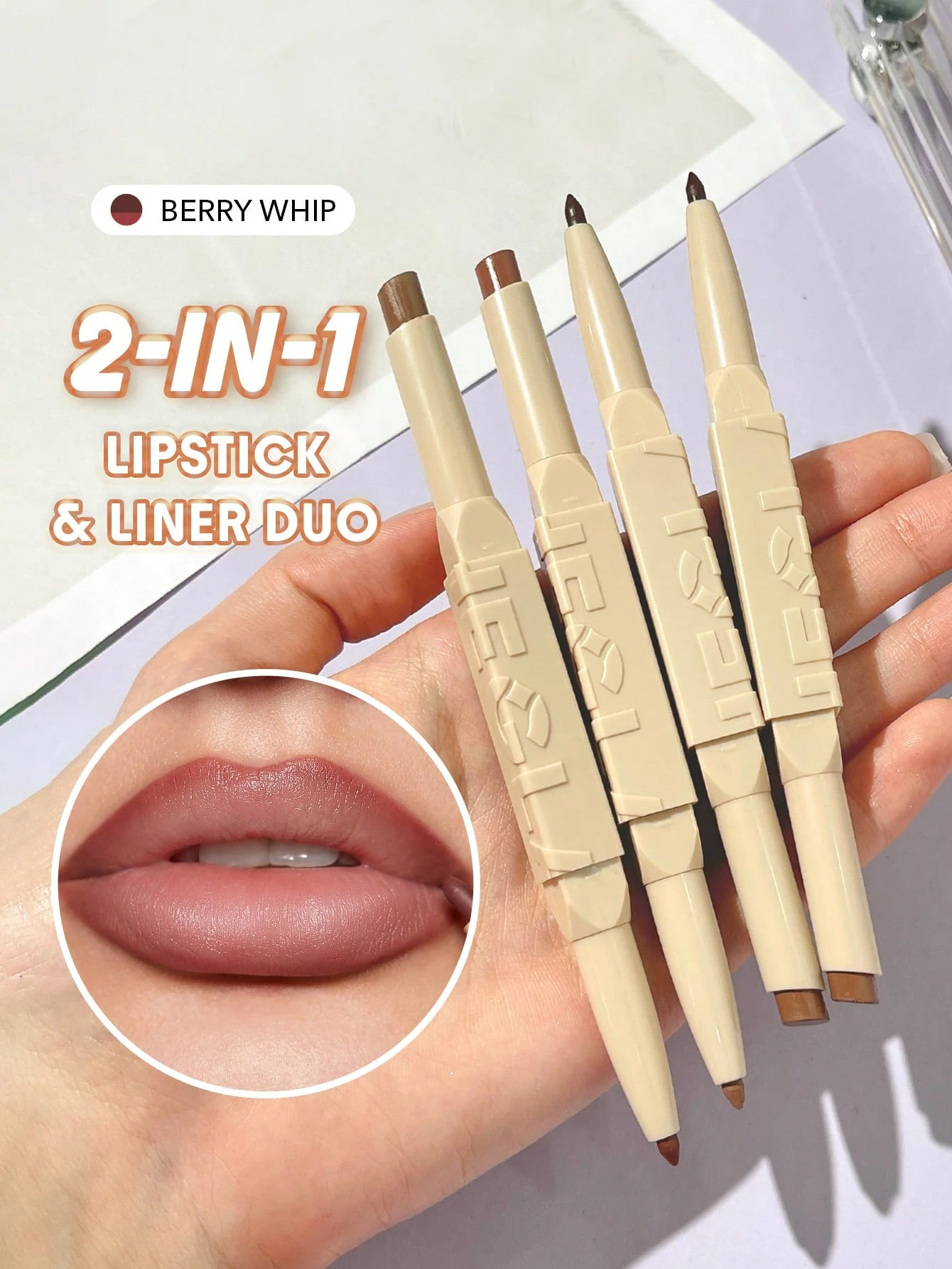 SHEGLAM Glam 101 Duo Rouge à LèVres & Crayon-Soft Chai Rouge Marque De Beauté CosméTique — vue 4