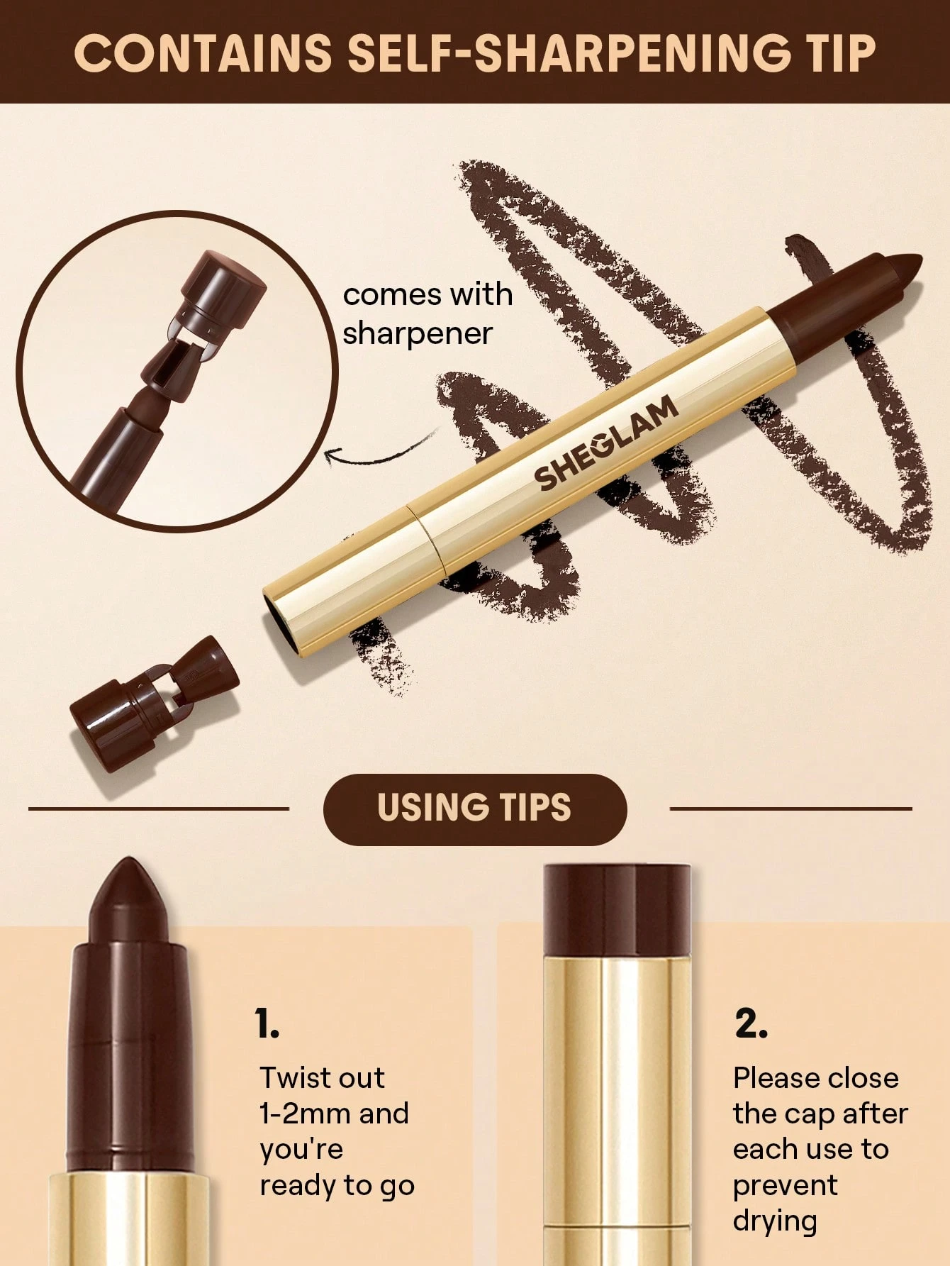SHEGLAM Ez Glide Crayon Eyeliner Mat-Brown Marque De Beauté CosméTique Maquillage Pour — vue 10