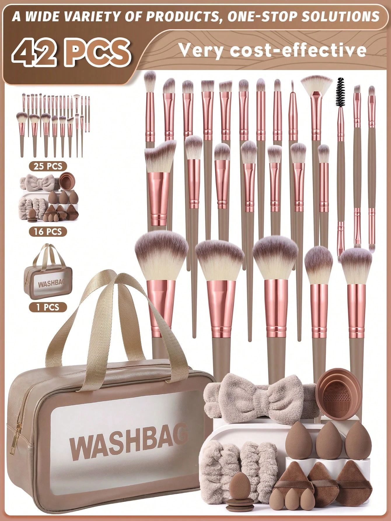 25/50pcs Ensemble complet de pinceaux de maquillage synthétiques multifonctions, poils en — vue 2