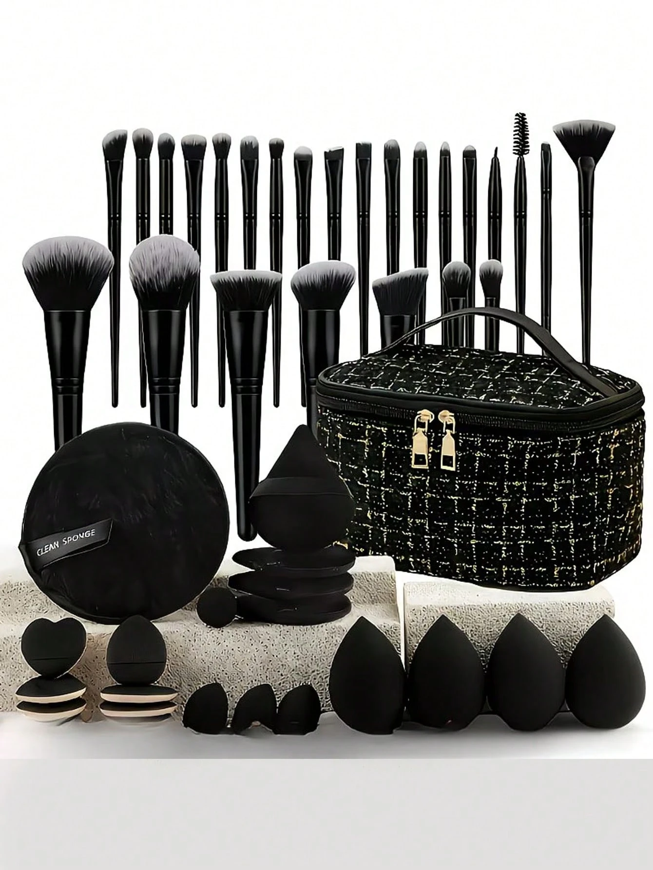 Ensemble de pinceaux de maquillage avec sac de rangement, convient pour tous les outils
