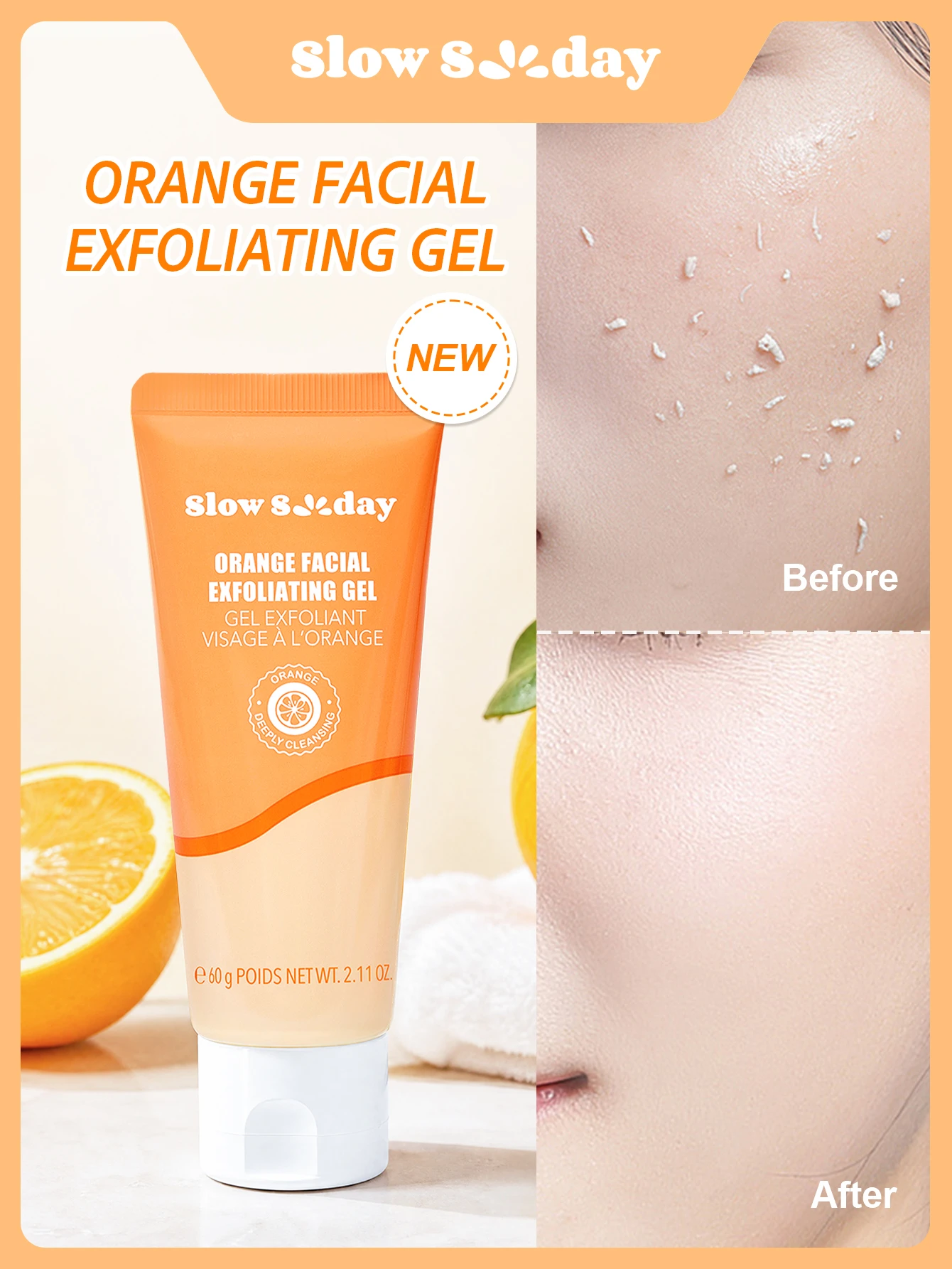 Gel exfoliant pour le visage à l'orange SlowSunday, rafraîchissant & adoucissant, — vue 6