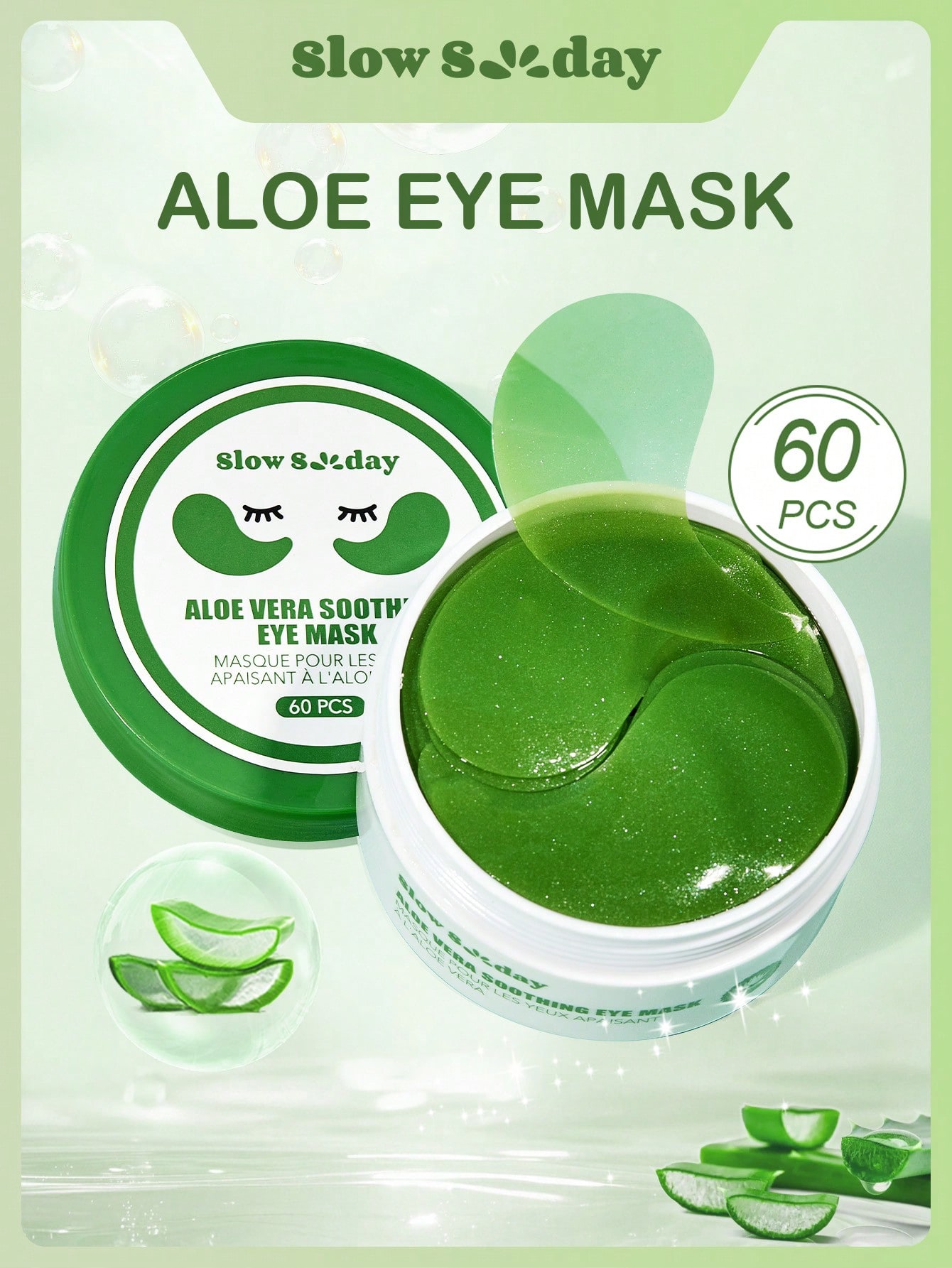 Masque apaisant pour les yeux à l'aloe vera SlowSunday, 60 pièces, patchs pour les yeux, — vue 8