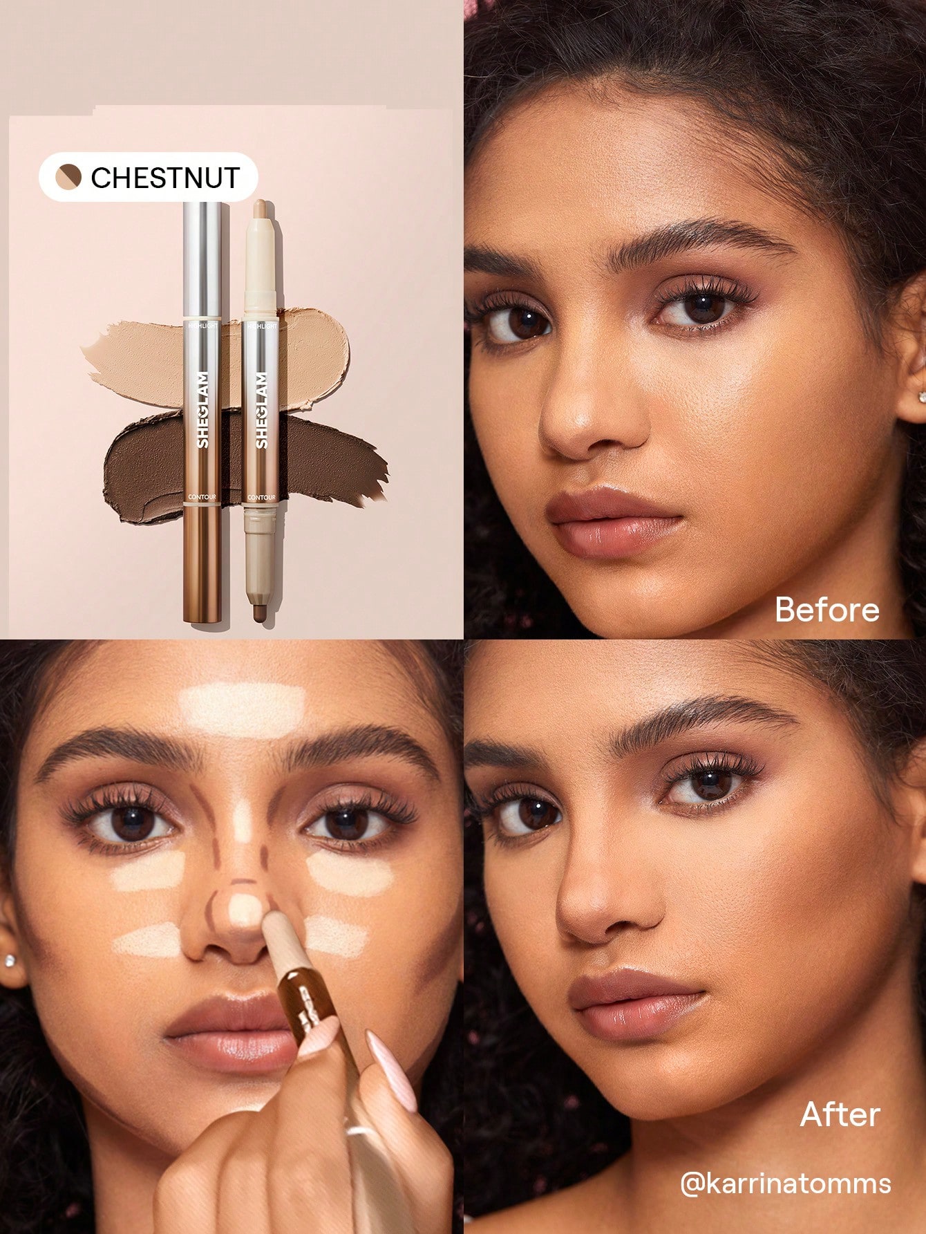 SHEGLAM Fine Line Stylo Contour & Enlumineur Nez 2-En-1-Umber Marque De Beauté CosméTique — vue 3