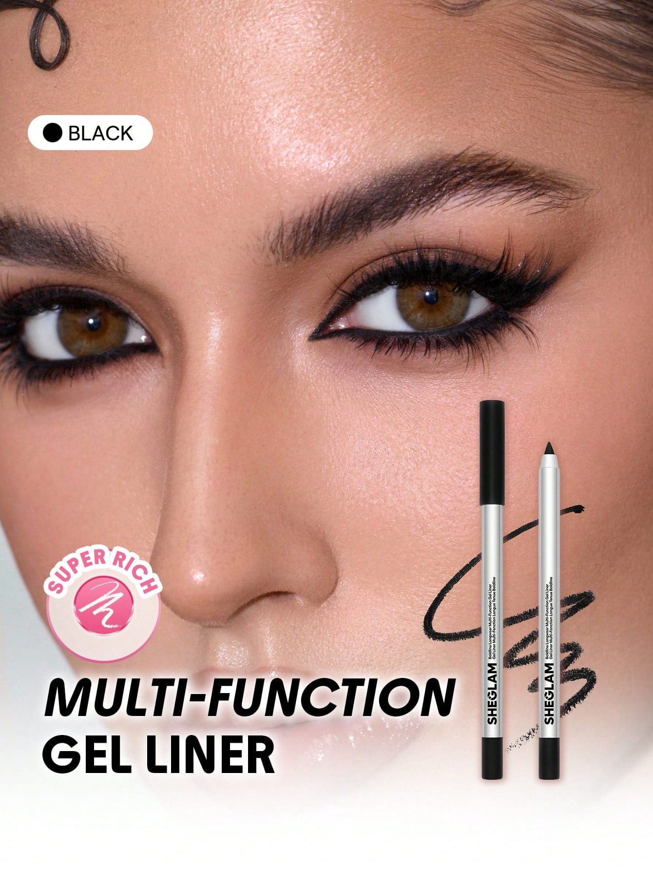 SHEGLAM Boldline Eyeliner Gel Multifonction Longue Tenue-White Kohl Kajal Henna Marque De