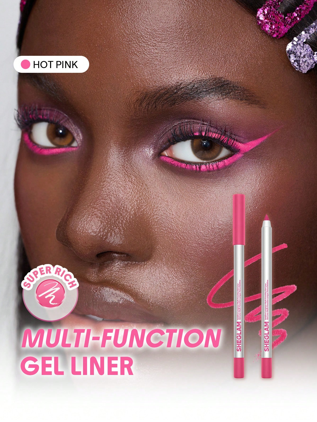 SHEGLAM Boldline Eyeliner Gel Multifonction Longue Tenue-White Kohl Kajal Henna Marque De — vue 3