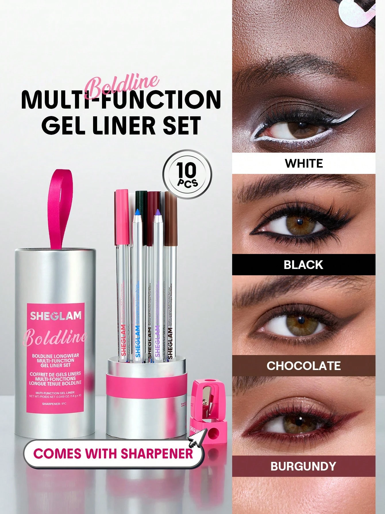 SHEGLAM Boldline Eyeliner Gel Multifonction Longue Tenue-White Kohl Kajal Henna Marque De — vue 4