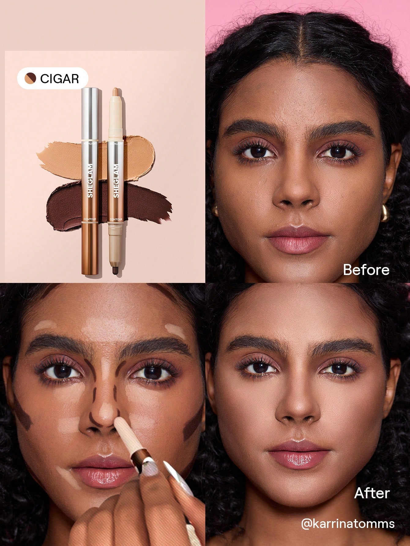 SHEGLAM Fine Line Stylo Contour & Enlumineur Nez 2-En-1-Umber Marque De Beauté CosméTique — vue 4