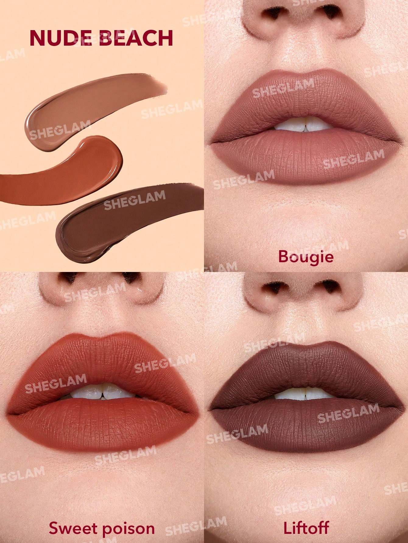 SHEGLAM Matte Allure Mini Set Rouge à LèVres Liquide-Private Tour Rouge Marque De Beauté — vue 6