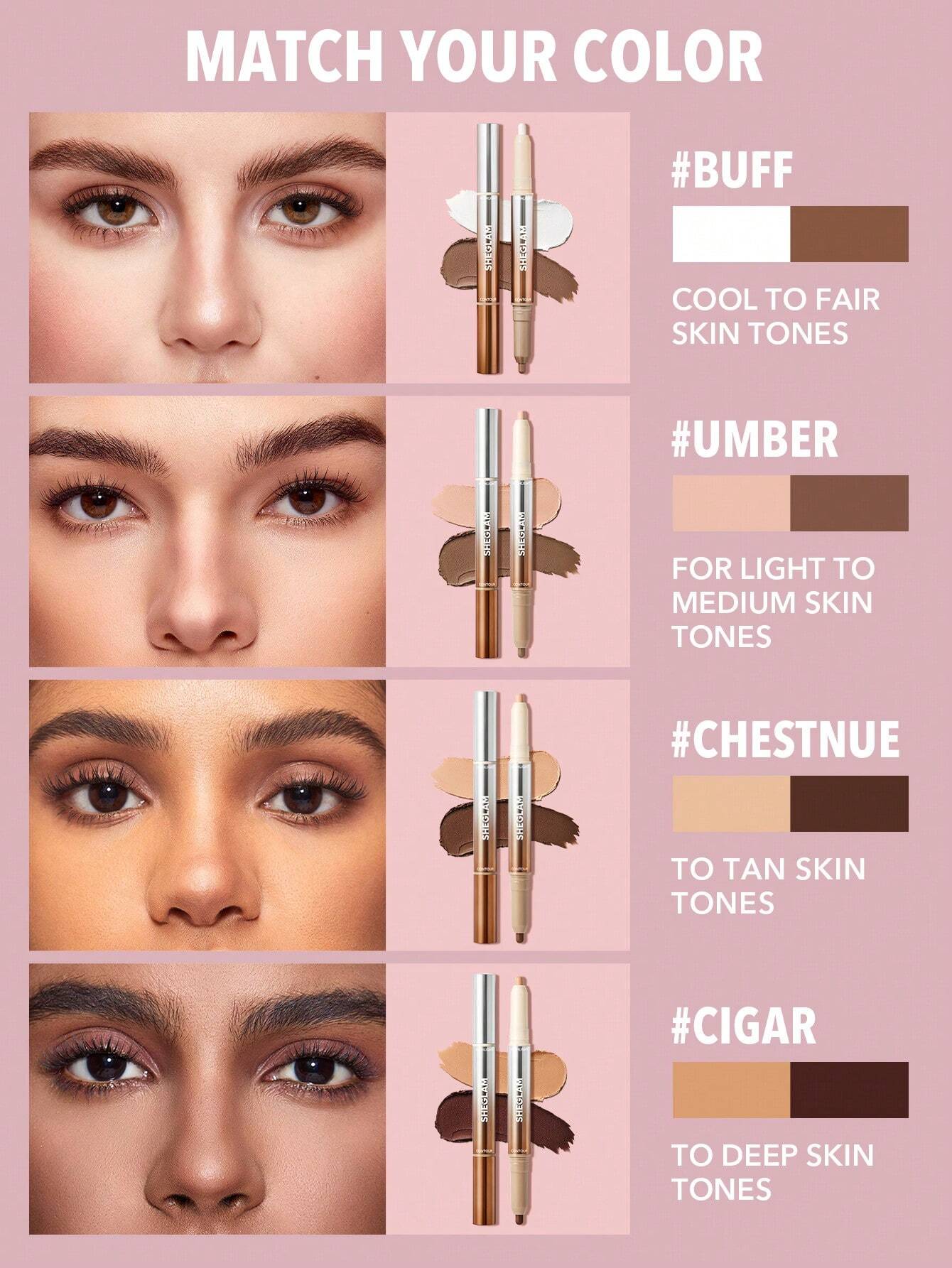 SHEGLAM Fine Line Stylo Contour & Enlumineur Nez 2-En-1-Umber Marque De Beauté CosméTique — vue 10