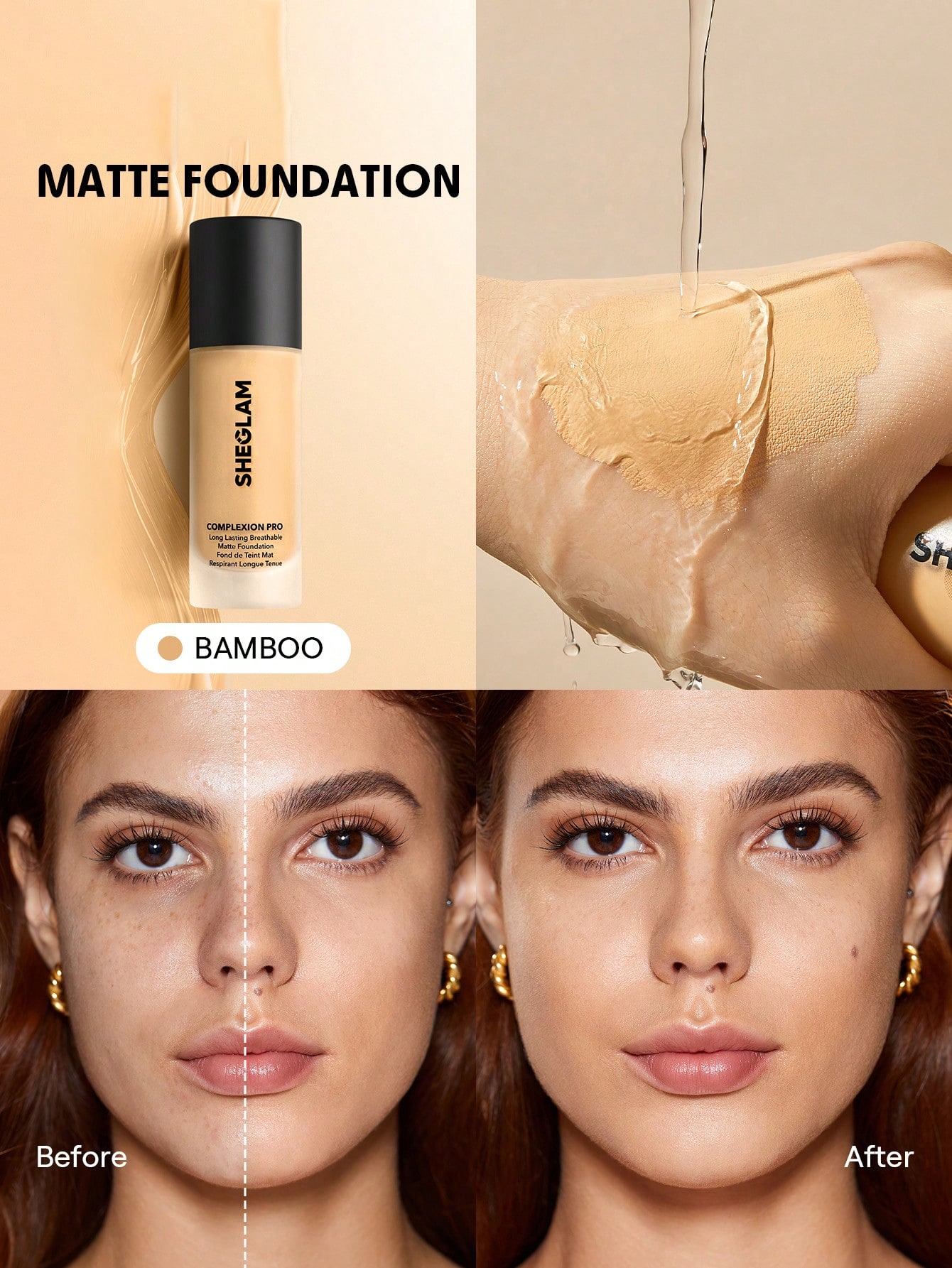 SHEGLAM Complexion Pro Fond De Teint Mat Longue Tenue Respirant-Mahogany Marque De Beauté — vue 6