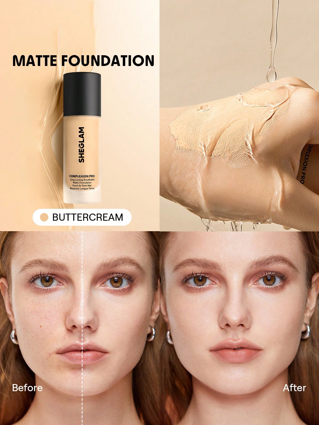 SHEGLAM Complexion Pro Fond De Teint Mat Longue Tenue Respirant-Mahogany Marque De Beauté — vue 2
