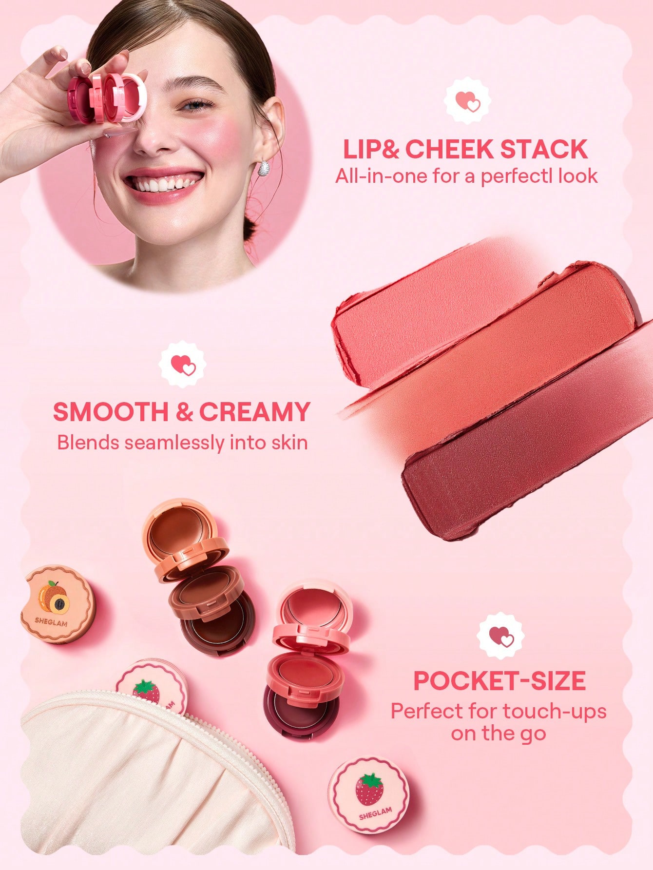 SHEGLAM Very Cherry Stack CrèMe Joues & LèVres Rouge Marque De Beauté CosméTique — vue 3